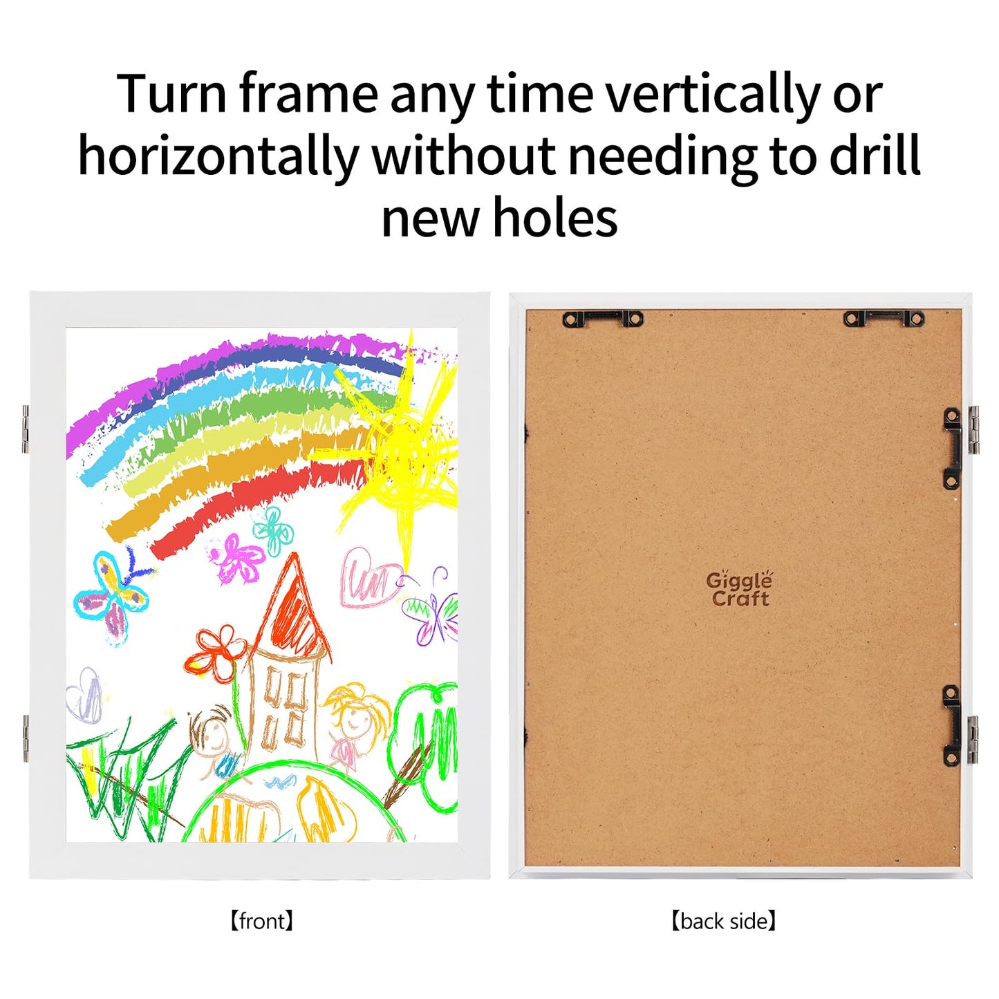 GiggleCraft Kids Art Frame 8.5 by 11 Picture Frame – 2-Pack Front Opening Framed Wall Art Pictures Wall Decor – Ready to Hang Kids Room Decor Ideal for Home, Classroom, Playroom - White