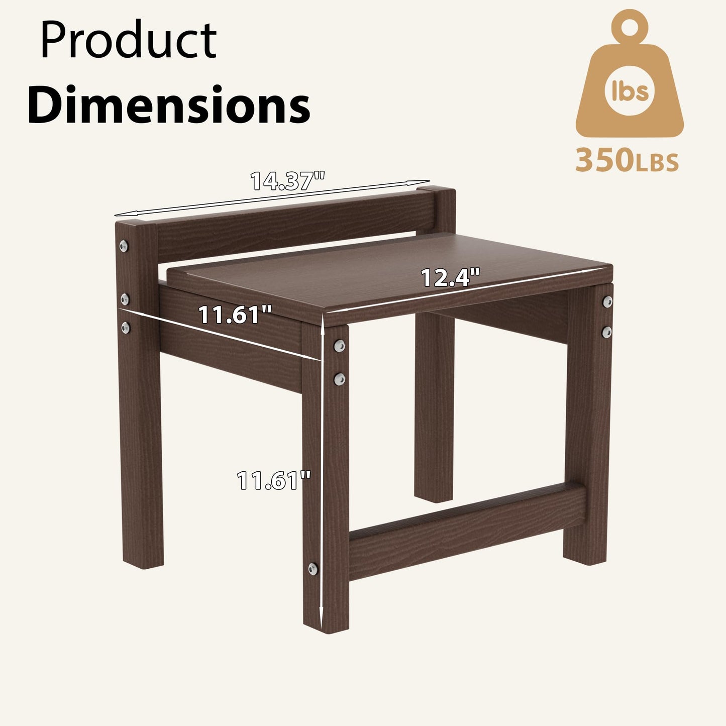 Tioline Stackable HDPE Foot Stool - All-Weather Indoor/Outdoor Seating for Patio, Living Room & Bathroom, Waterproof Windproof Heavy-Duty High-Density PE Step Stool, 2 Sets, Brown