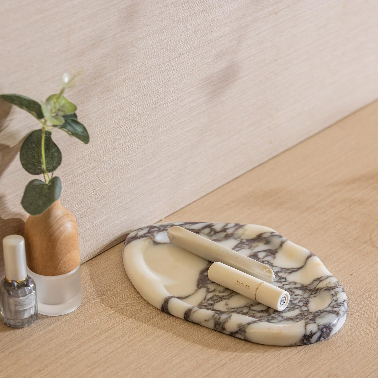 Calacatta Viola Marble Decorative Tray – Vanity & Bathroom Tray for Perfume, Candles, Jewelry, Keys – Minimalist Jewelry Tray
