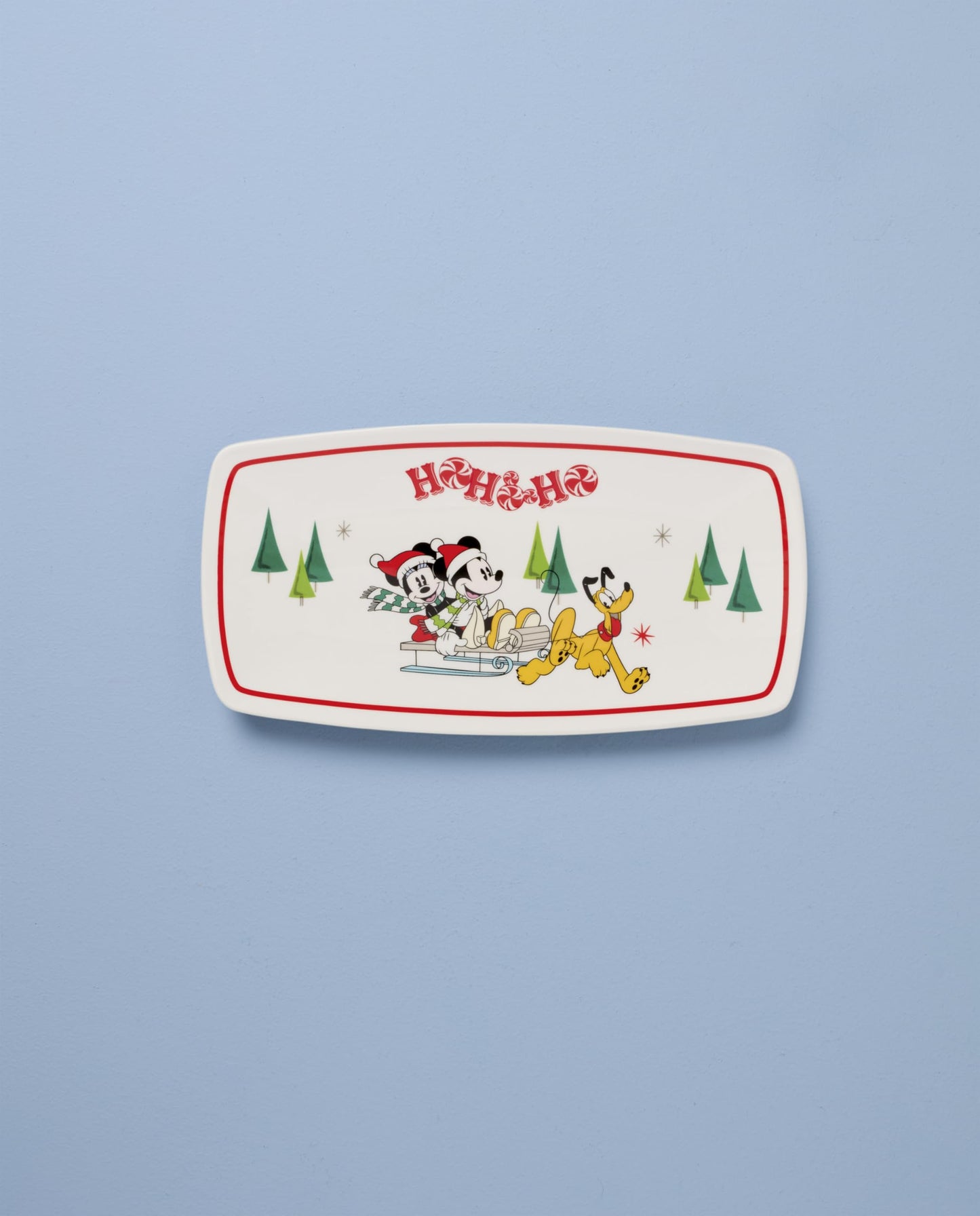 Lenox Serveware, Disney Holiday Hors Doeuvres Tray, Food Tray, 13.75 x 7.75-Inch, Microwave Safe and Dishwasher Safe Porcelain, Christmas Serving Platter Trays, Christmas Table Centerpieces (1 Piece)