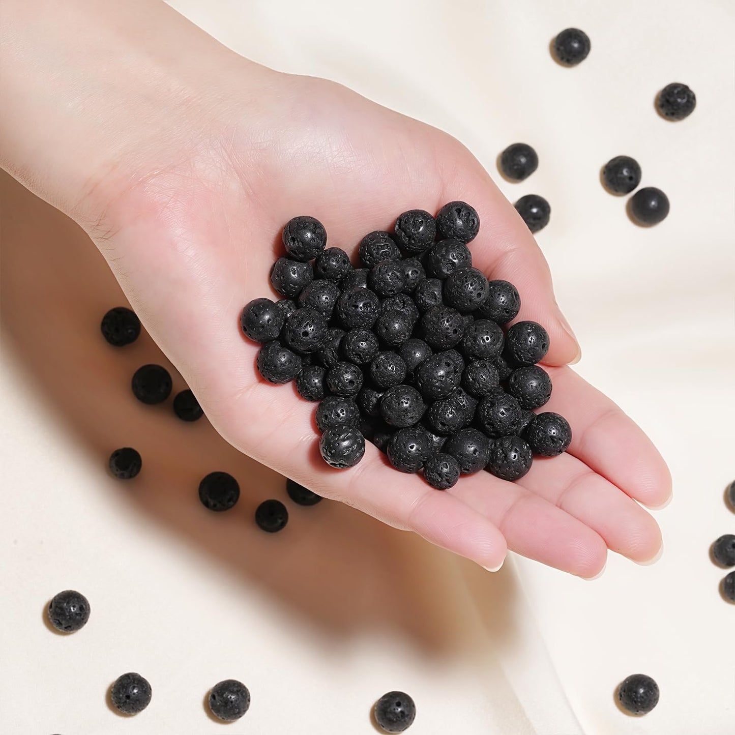 8mm Natural Black Lava Beads Volcanic Rock Gemstone Beads for Bracelets Jewelry Making 15inch Loose Beads