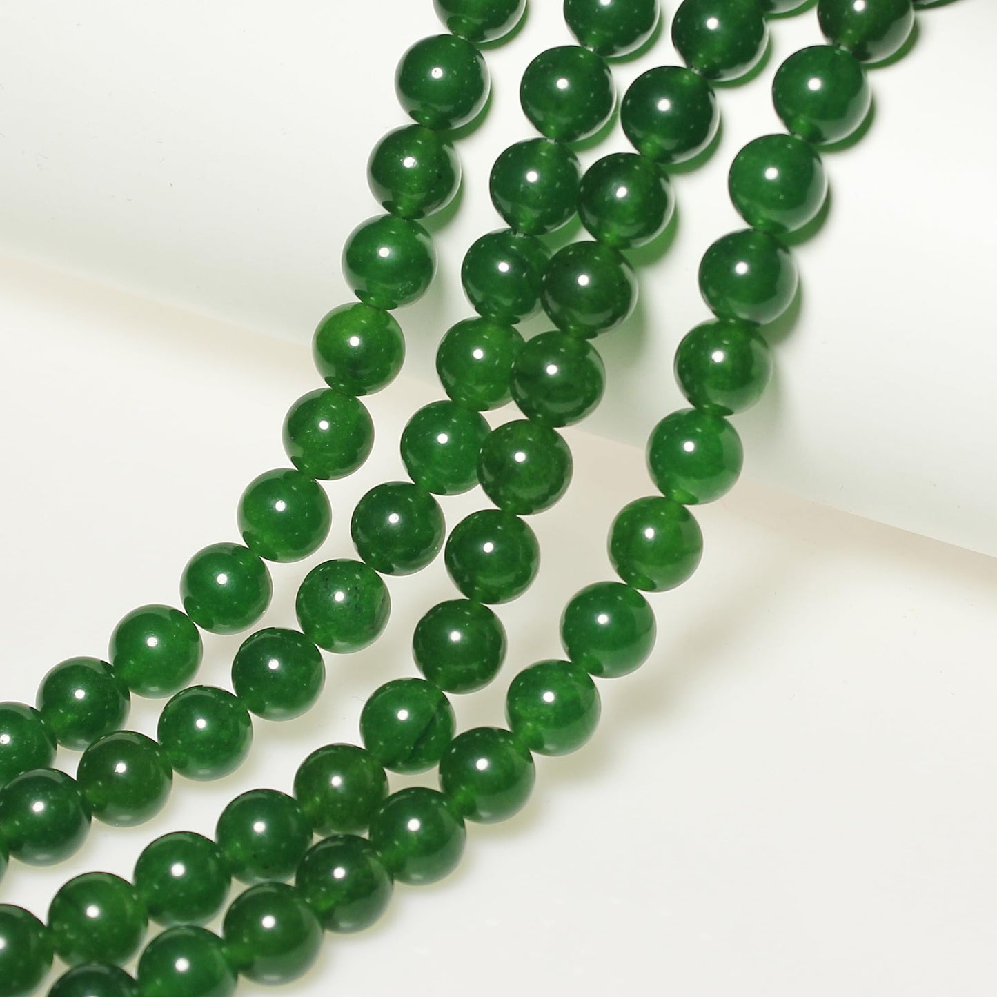 MJDCB Stone Beads 8mm 43pcs Round Blackish Green Jade Loose Gemstone Bead Charms for Jewelry Making Bracelet Necklace Earring Pendant