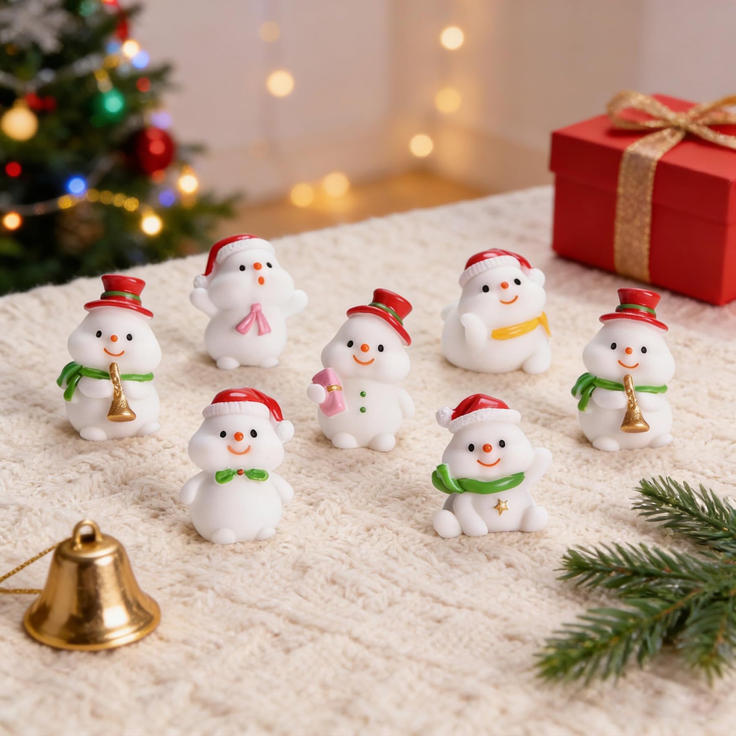 24-Piece Mini Resin Figurines Set, Winter Snowman Miniature Ornaments for Dollhouses Home Christmas Decor and DIY Craft Projects