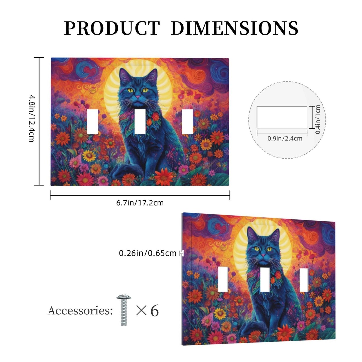 ThsanjuCute Watercolor Cat Gold Sun Sunset Colorful Flowers Clouds