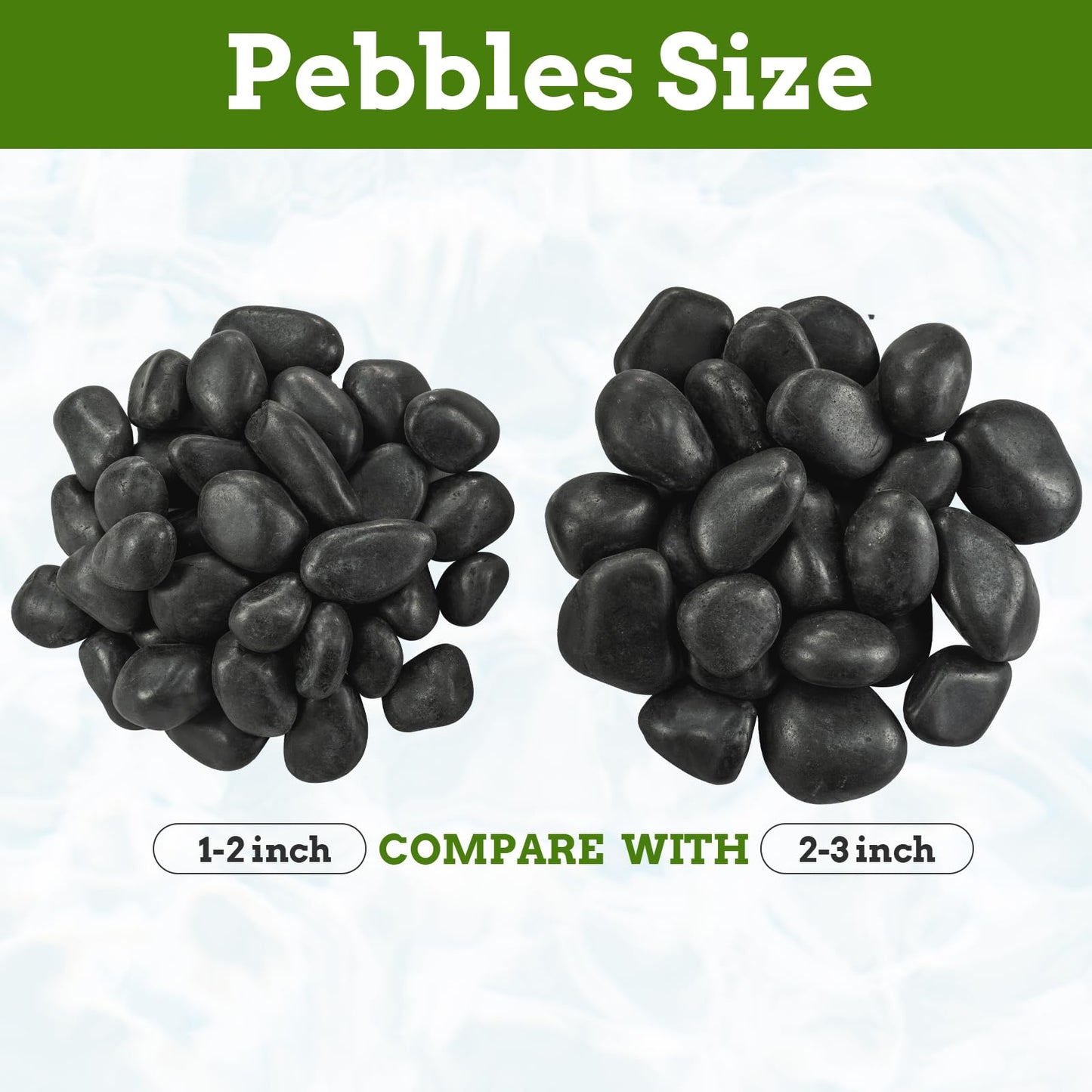 VINICS 1-2 Inch Black Pebbles for Plants, 2 lbs River Rocks Decorative Black Stones, Ideal for Fish Tank, Vases, Crafting, Home Decor and Garden Landscaping Rocks