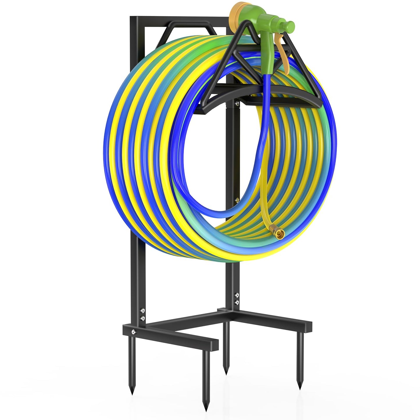 Qatsrin New Garden Hose Holder, Heavy Duty Freestanding Water Hose Holder Stand Holds 160-feet Hose, Detachable Hose Storage Reels Hanger Rack for Outside Yard Lawn Farm