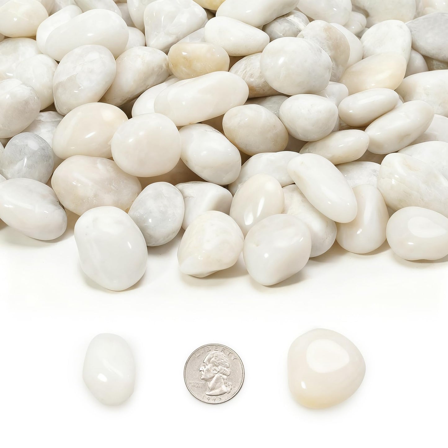 Mr. Fireglass 10lb White River Rocks, 3/8 inch Natural Decorative Polished Pebbles Aquarium Gravel Stones for Landscaping, Indoor Plants, Vase, Succulent, Fish Tank