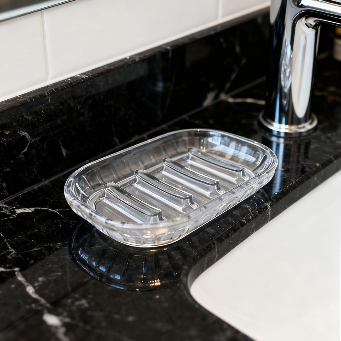AMUONTY 2 Pack Soap Dish Holder for Bar Soap, Bathroom Soap Dishes Bar Soap Holder Tray, Soap Dishes for Shower Bathroom, Kitchen Sink Soap Dish, Clear