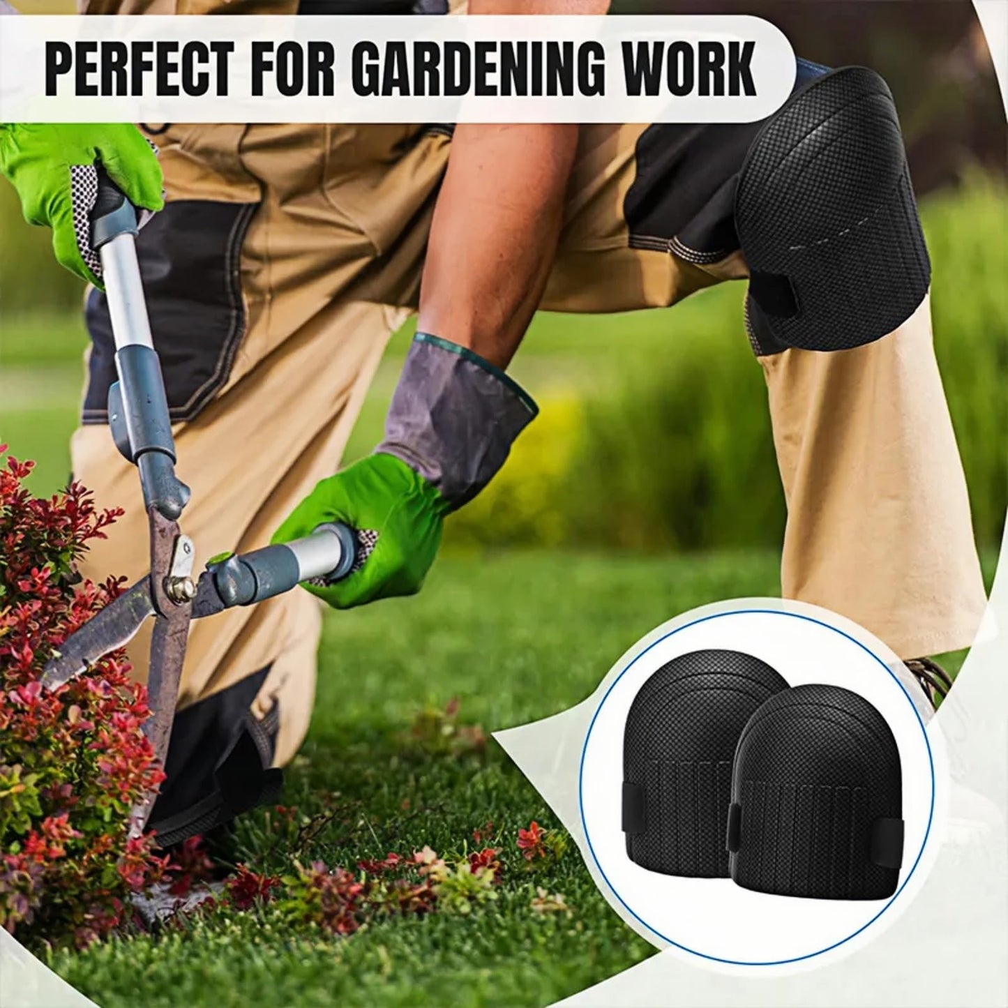 MBHKRRSGardening Knee Pads for Women and Men Lightweight Waterproof Foam Knee Pads for Gardening and Housework with Adjustable Hook'n'Loop Straps (black)