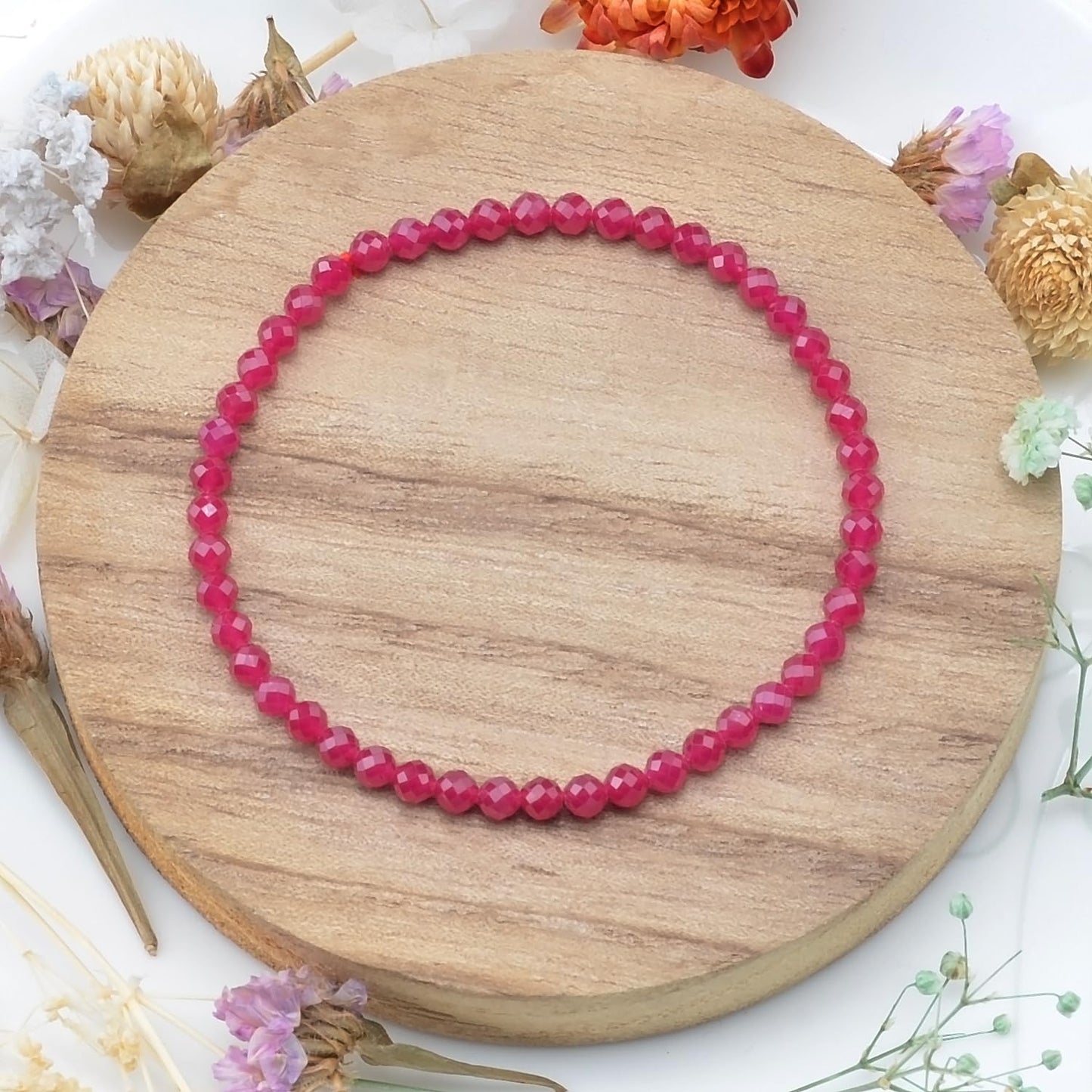 MASSIVE BEADS Natural Genuine Gemstone Beads Healing Crystal Chakra Reiki Jewelry Faceted Round Beads Bracelets (Ruby Jade, 3mm)