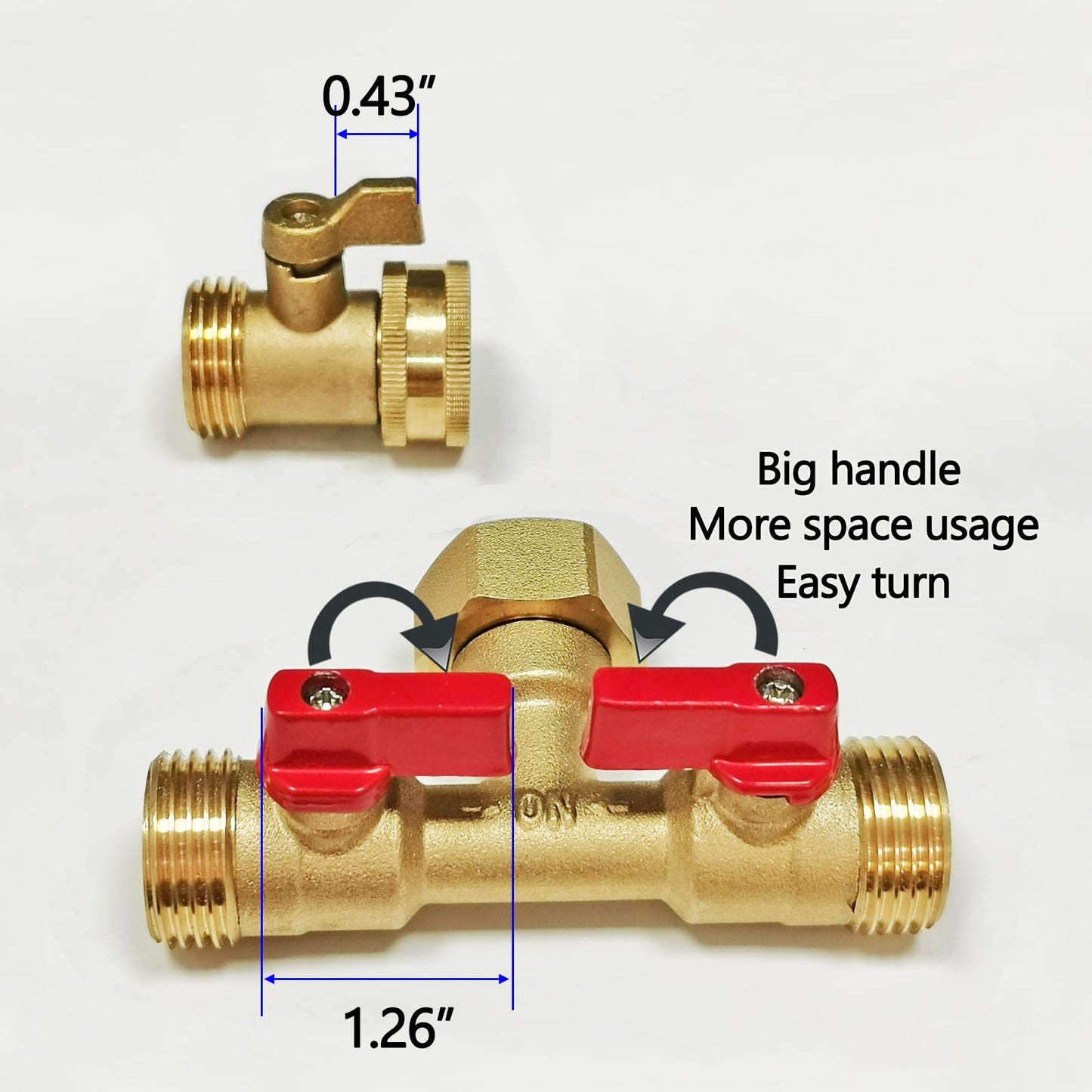 3/4" hose splitter 2 way water splitter male connectors allows you to run 2 hoses, hose quick connectors, hose spigot