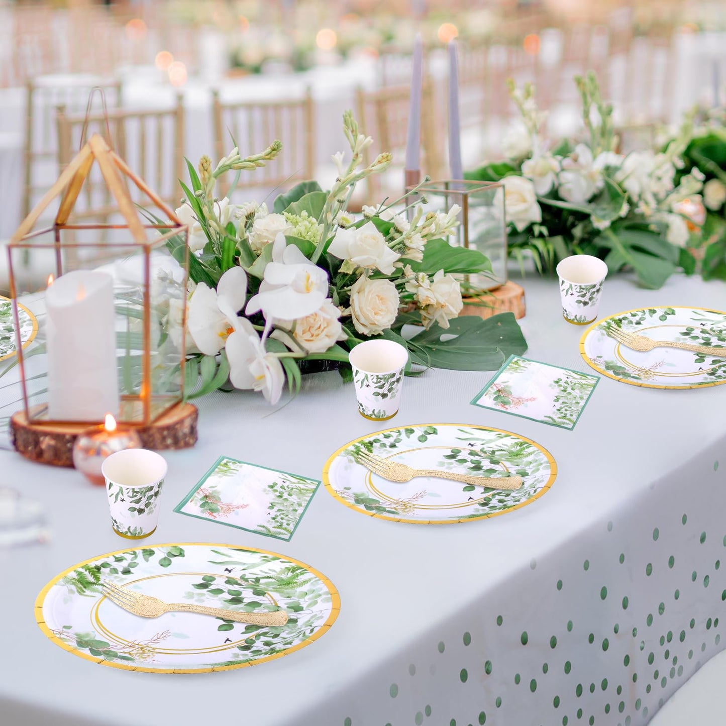 Etsutomy Sage Green Party Decoration, 126PCS Sage-Green Plates and Napkins Party Supplies, Spring Greenery Eucalyptus Leaves Disposable Dinnerware Decor for Wedding Birthday Baby Shower