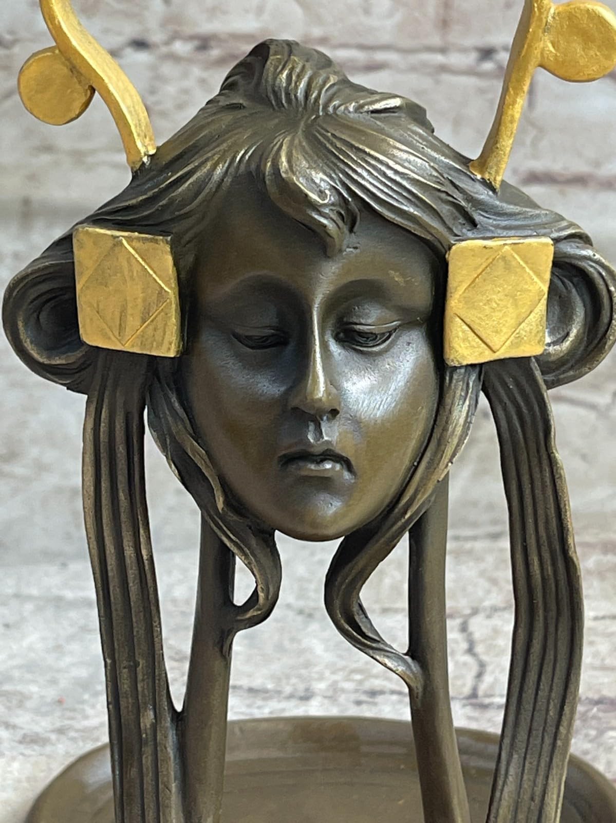 Classy Bronze Genuine 100% Real Bronze Art Deco Jewelry Tray with Gold Patina Statue Art Decor Figurine