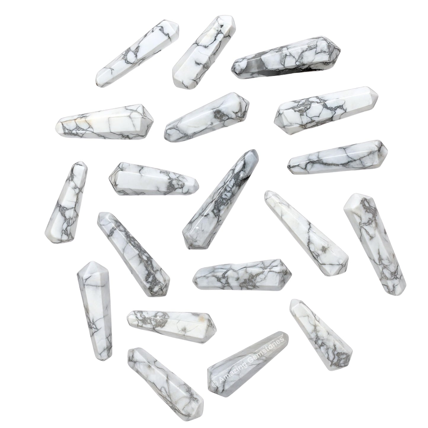Amazing Gemstone Howlite Crystal Points Bulk Healing Crystals - Pack of 3 Double Terminated Healing Wand Point Bulk Crystals for Crafts, Crystal Grid, DIY Work - Premium Crystals for Beginners Gifts