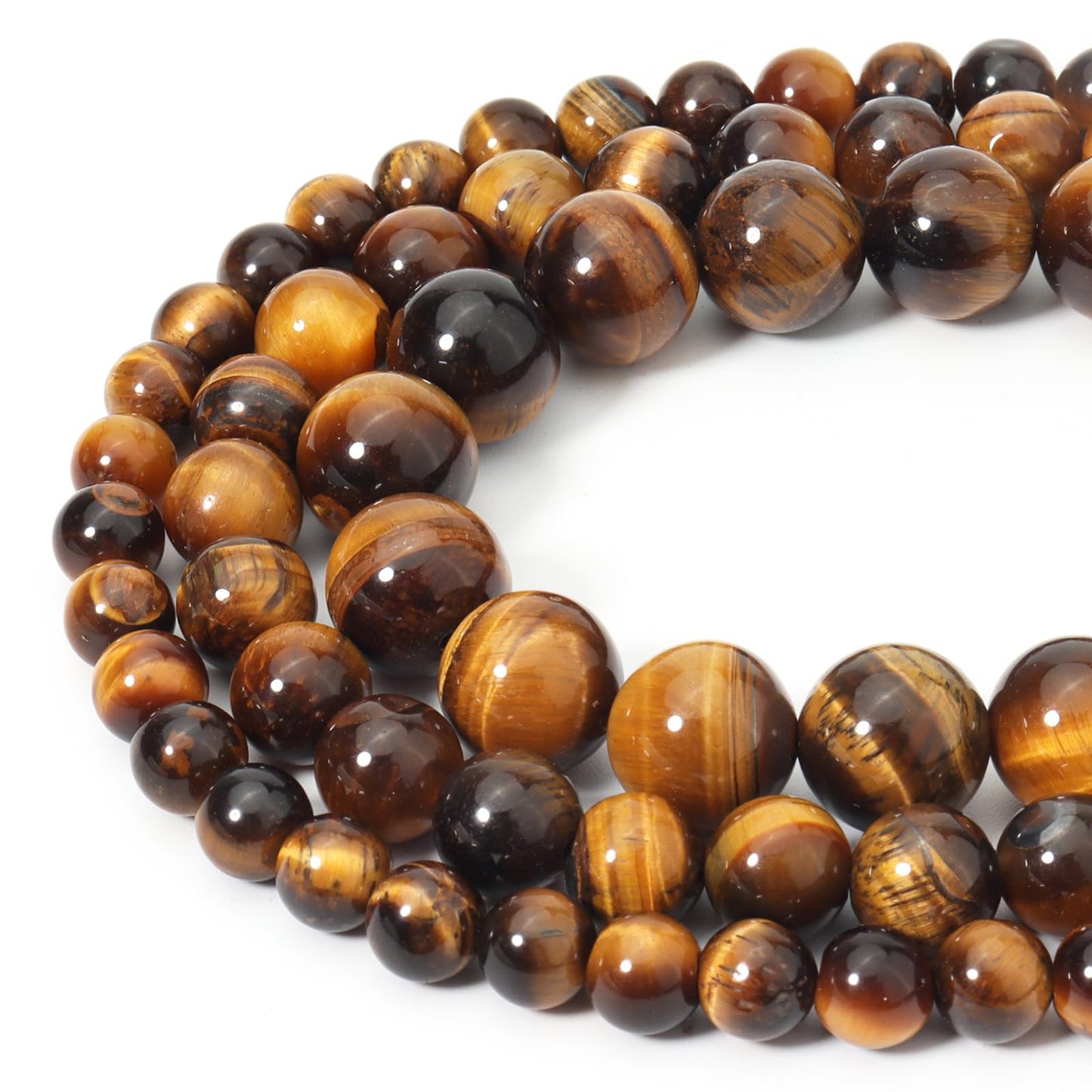 Siomia 60pcs 6mm Natural Yellow Tiger Eye Gemstone Beads Energy Healing Crystal Round Loose Stone Beads for Jewelry Making, DIY Bracelets Necklaces
