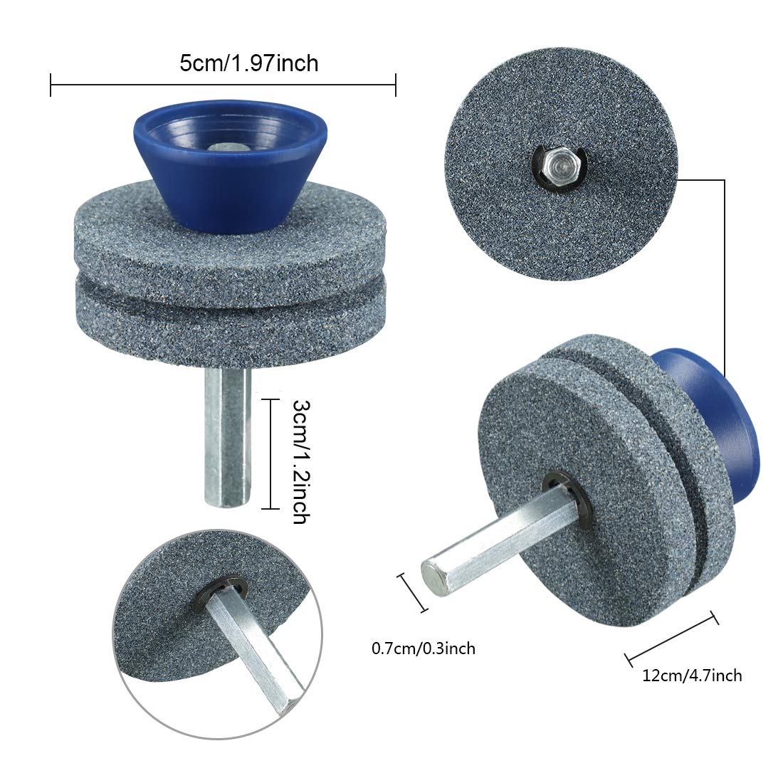 【NEW】Double Layer Corundum Lawn Mower Blade Sharpener, Universal Wear Lawnmower Blade Sharpener for Any Power Drill/Hand Drill, Double-Layer Grindstones Easy to Use and Not Easy Damage-(Gray)