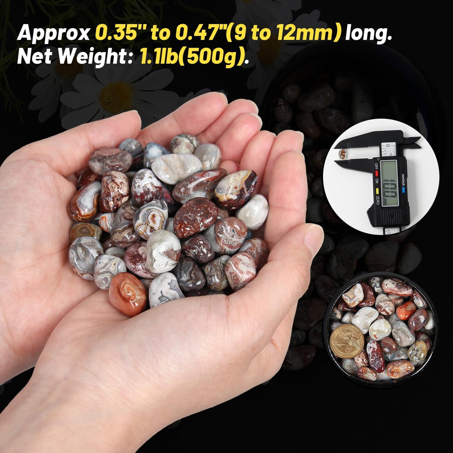 1.1lb Natural Crushed Crazy Agate Crystal Tumbled Chips-Healing Crystals Chips Bulk, Crushed Crystal Gemstones for Crafts, Beautiful Package for Gift (Crazy Agate)