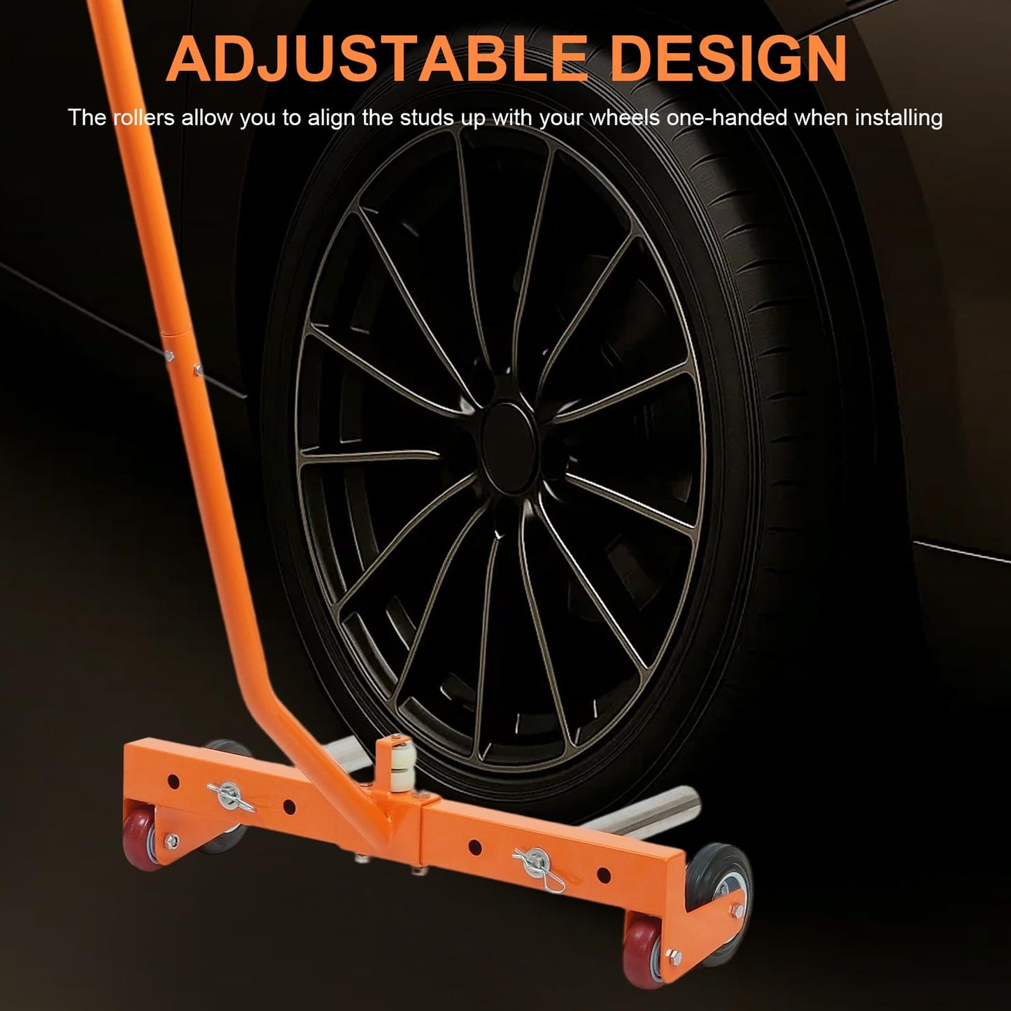 ALLOYNIX Tire Wheel Dolly 2.0 Pro | 500 lbs Heavy-Duty Truck Tire Lifting Tool | 9-33inch Adjustable Tire Cart Dollies with Reinforced Rod & Upgraded Wheels