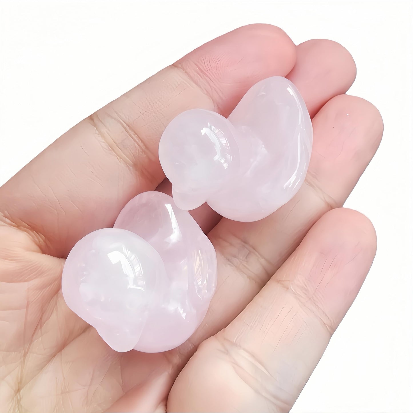 Bacatgem Natural Rose Quartz Crystal Duck Carving Positive Energy Home Decoration Desk Decor,1.18 Inchs Crystal and Healing Stone Ornament
