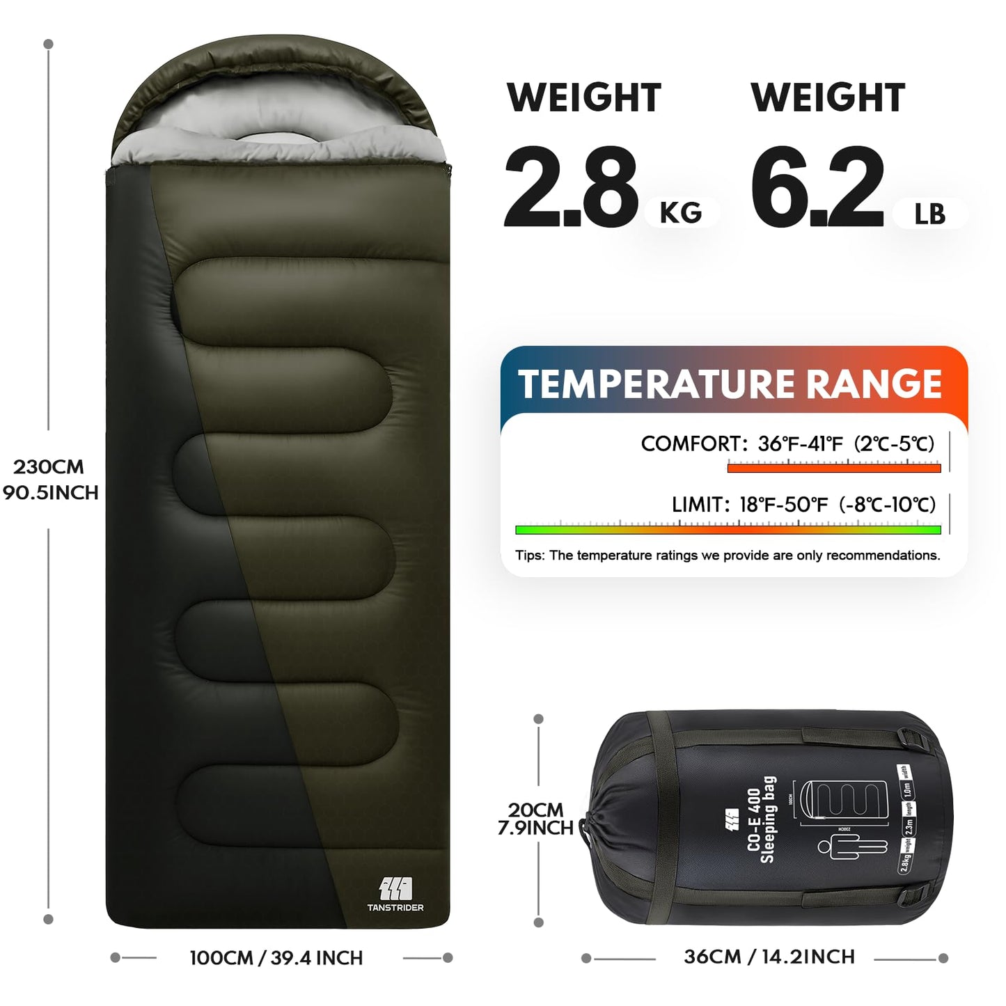 TANSTRIDER XXL Winter Sleeping Bags for Adults Cold Weather,Camping Sleeping Bag for Kids with Compression Sack,4 Season Camping Essentials Gear for Hiking,Traveling,Outdoor,Backpacking,Climbing