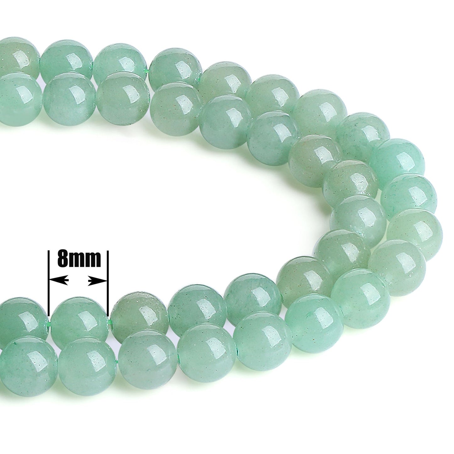 QINJIEJIE 100PCS Green Aventurine Beads 8mm Natural Stone Beads Round Loose Gemstone Bead for Bracelet Beading Crystal Jewelry Making DIY Necklace Earrings 0.32"