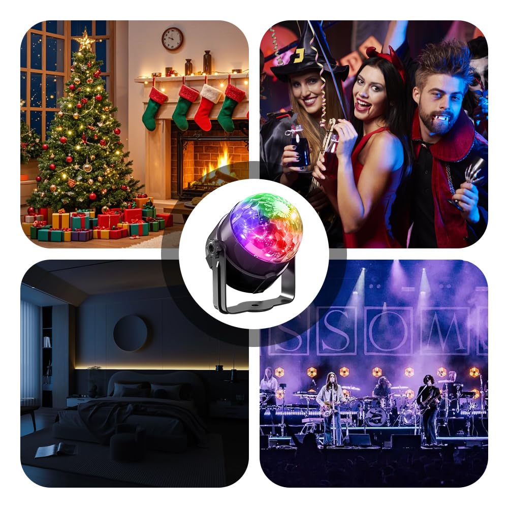 Yiixuyo Sound Activated Party Lights with Remote Control Dj Lighting, Disco Ball Light Projected Effect Dancing Lights, Strobe Lamp for Parties Supplies Birthday Christmas Bar KTV Decorations -3-Pack