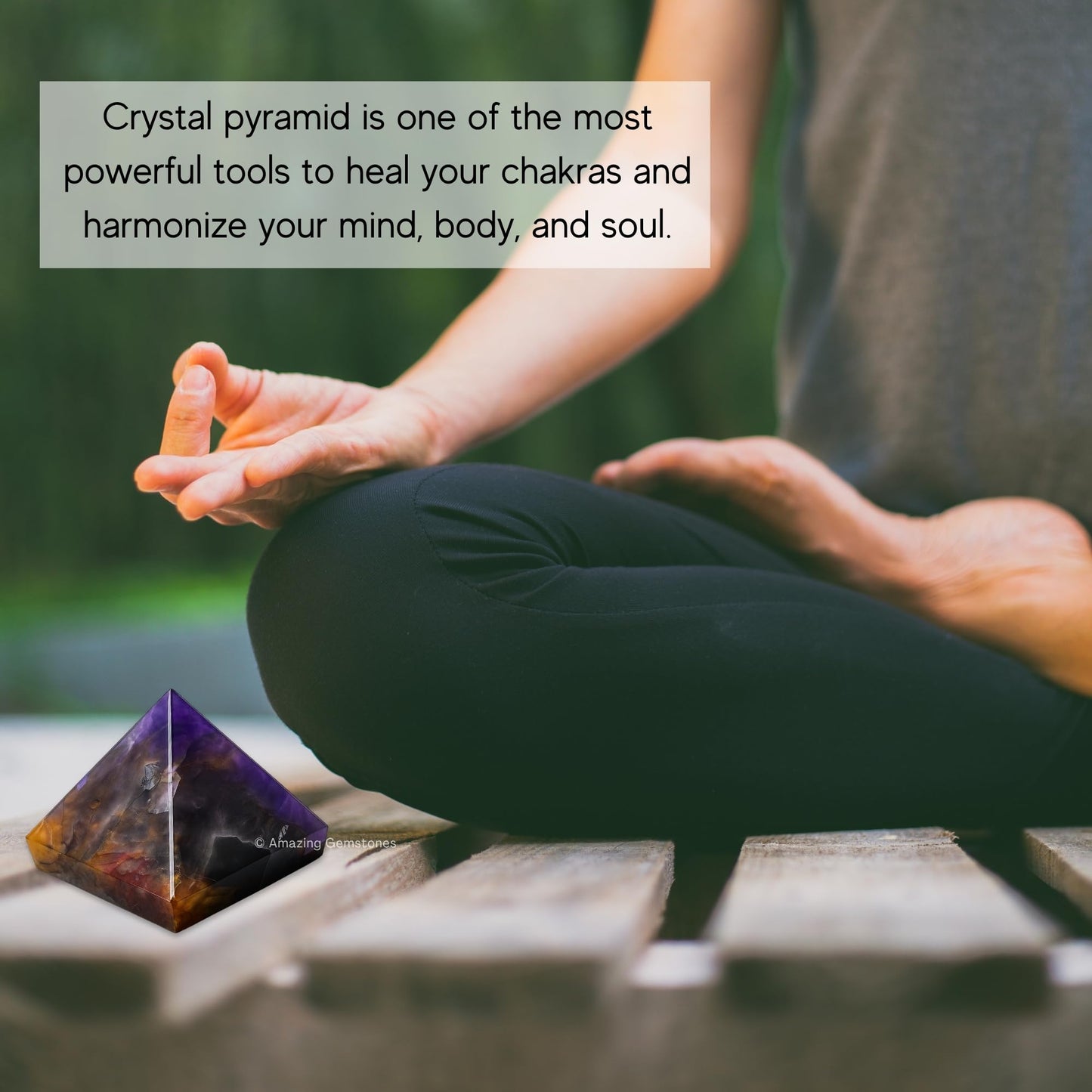 Amazing Gemstone Amethyst Chevron Pyramid Crystal Healing Stones - 2" Great Pyramid Figurine of Natural Stone Pyramid for Meditation, Reiki, Chakra Balancing and Crystal Pyramids Grid