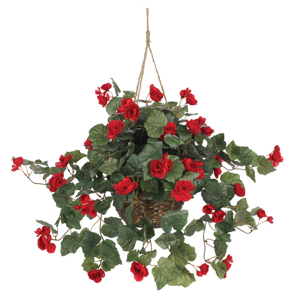 Nearly Natural Begonia Hanging Basket