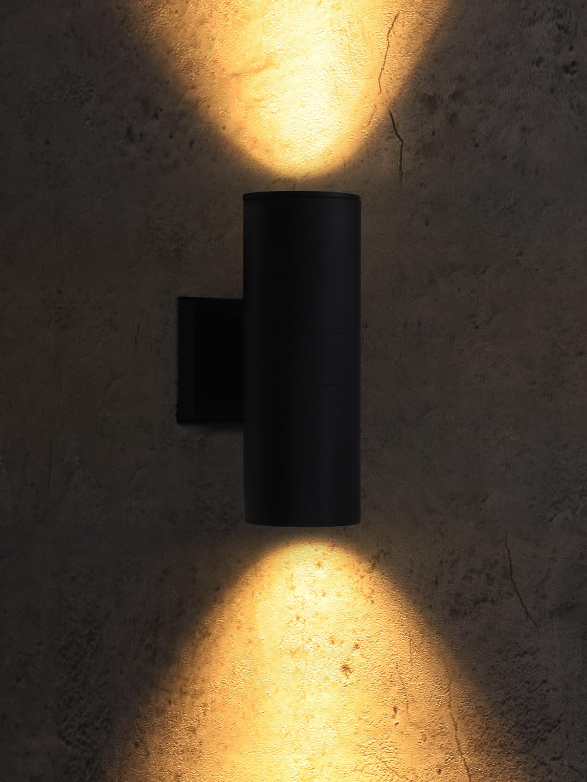 LEONLITE Modern Outdoor Cylinder Wall Lights 12", Up and Down Porch Patio Lights, Matte Black Waterproof Wall Sconce, Aluminum, E26 Base, Exterior Light Fixture Wall Mount, ETL, Pack of 2