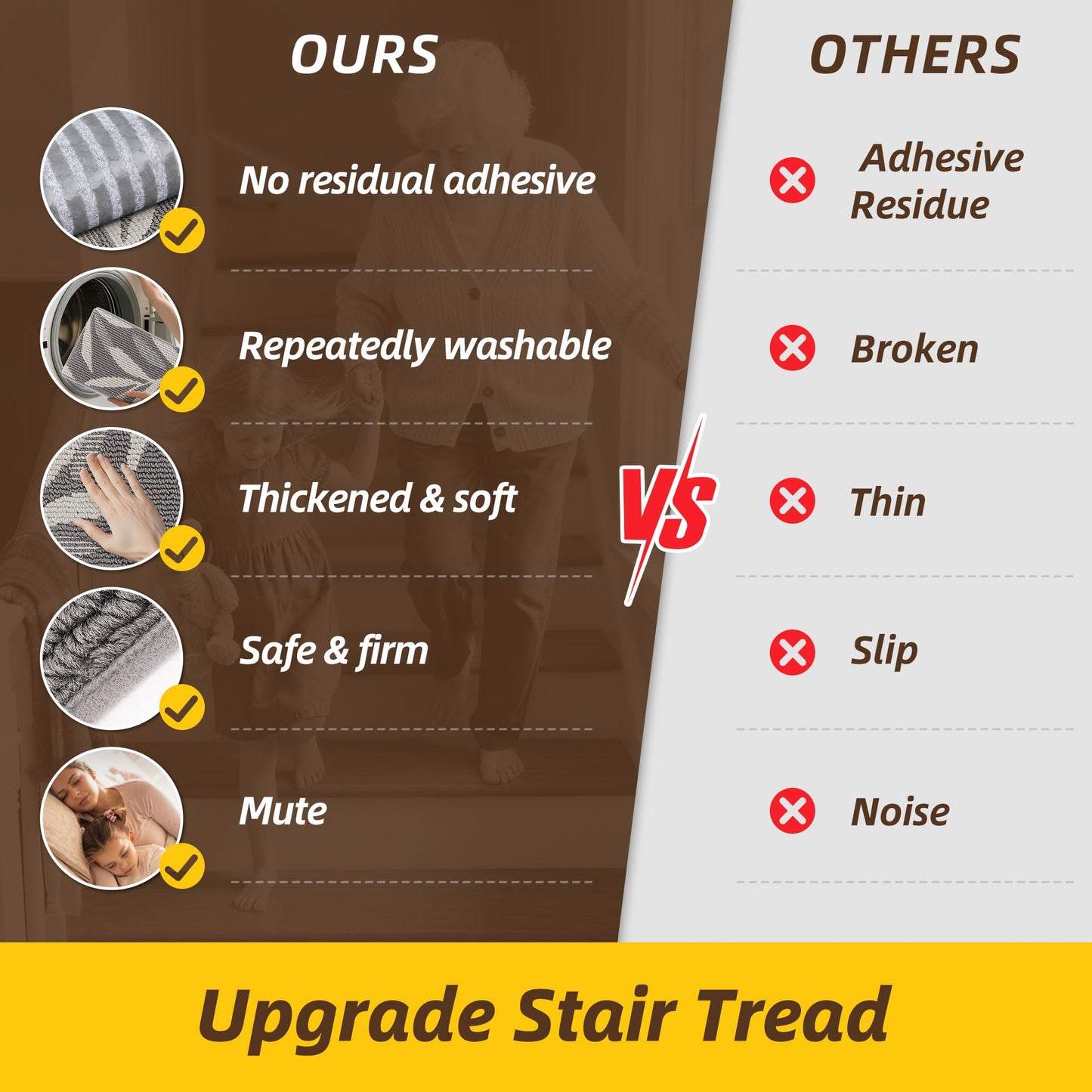 JSEI Stair Treads for Wooden Steps with 3D Leaf Pattern, 14 Pack 9" X 28" Carpet Stair Treads Non-Slip Indoor with TPE Backing, Machine Washable Stair Runners for Kids Elders and Pets, Grey