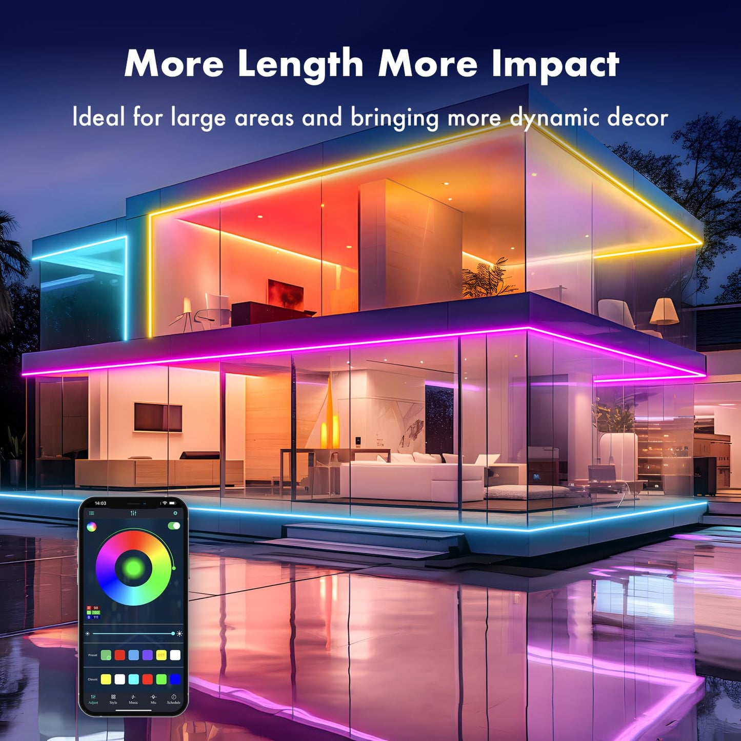 YILINM Neon RGB Rope Lights,IP67 Waterproof,Flexible Led Rope Lights,Control with App/Remote,Music Sync,for Gaming Room Living Bedroom Wall Decor (20FT)