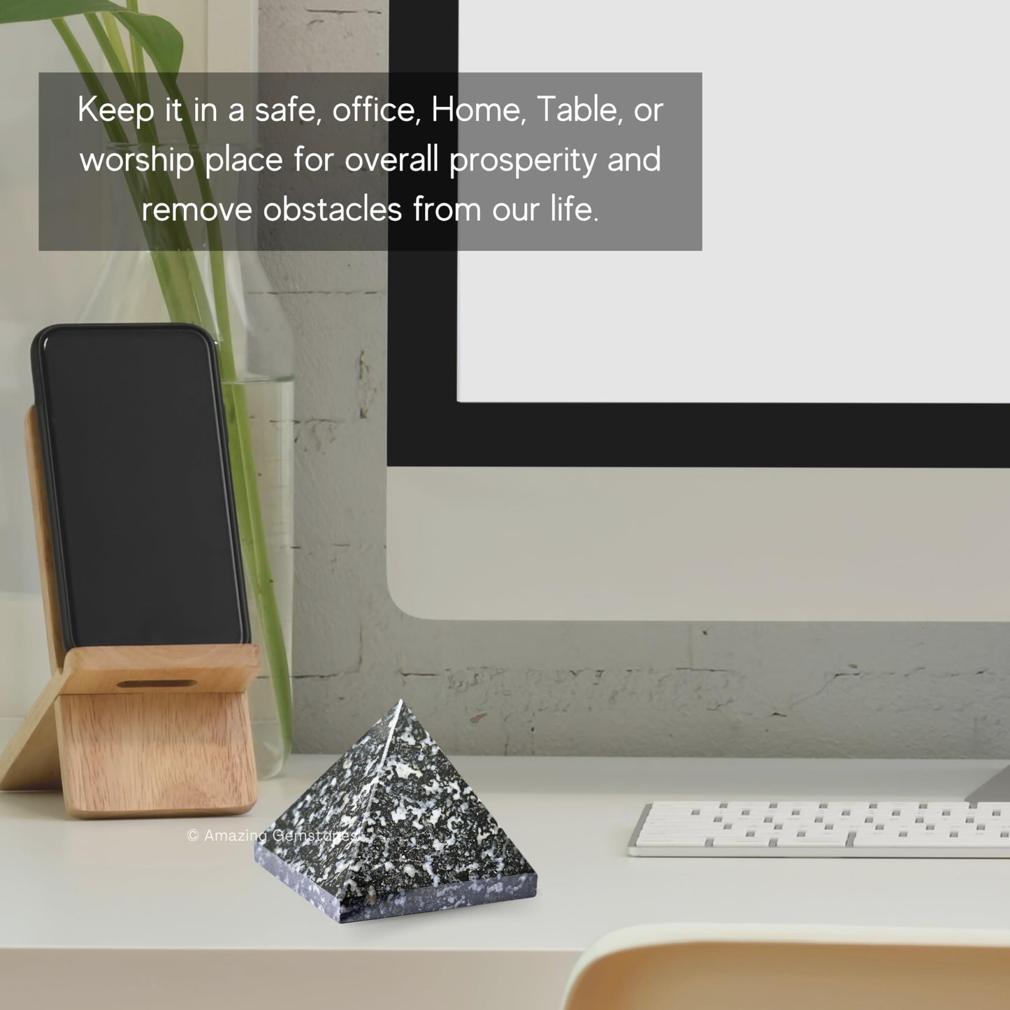 Amazing Gemstone Black & White Tourmaline Pyramid Crystal Healing Stones - 2" Great Pyramid Figurine of Natural Stone Pyramid for Meditation, Reiki, Chakra Balancing and Crystal Pyramids Grid