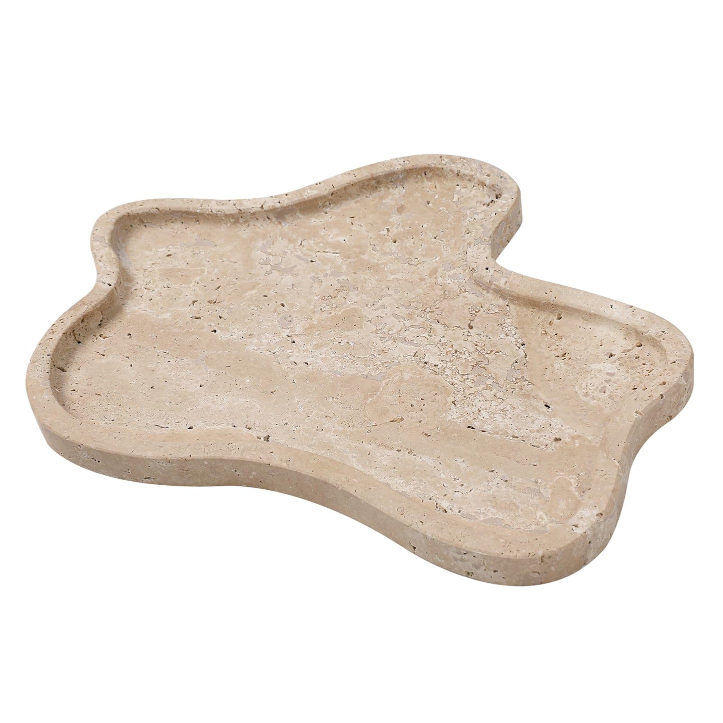 Faticdorr Marble Tray, Marble Vanity Tray 10.8" x 8", Bathroom, Decor for Trinket Perfume Jewelry Candle, Beige, 11 Inch Cloud