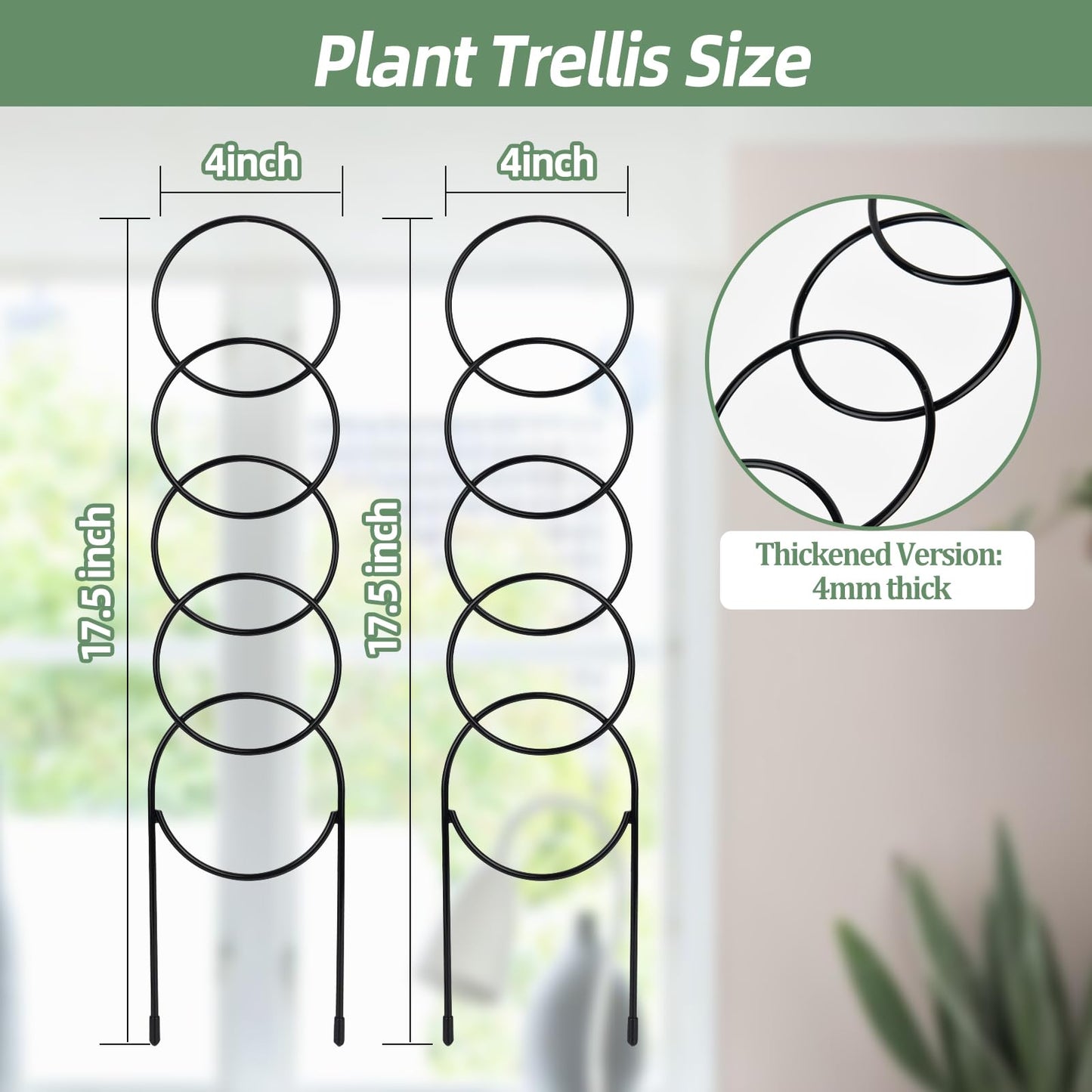 17.5 Inch Plant Trellis Indoor for Climbing Plants,Metal Trellis,Small Garden Trellis for Potted Plants,Plant Stakes for Indoor Plants Accessories Hoya,Flower,Plant Support,Plant Gifts(Circular-Metal)