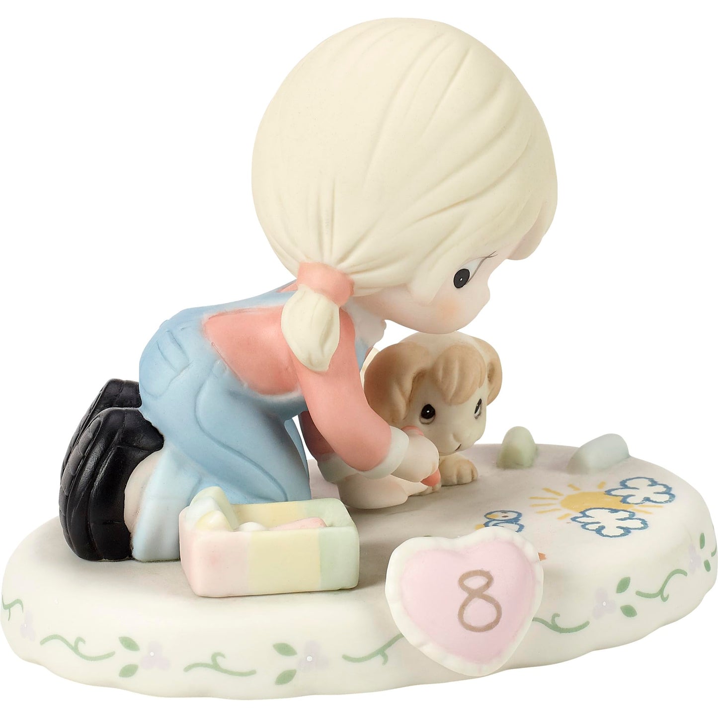 Precious Moments, Growing In Grace, Age 8, Bisque Porcelain Figurine, Blonde Girl, 154035