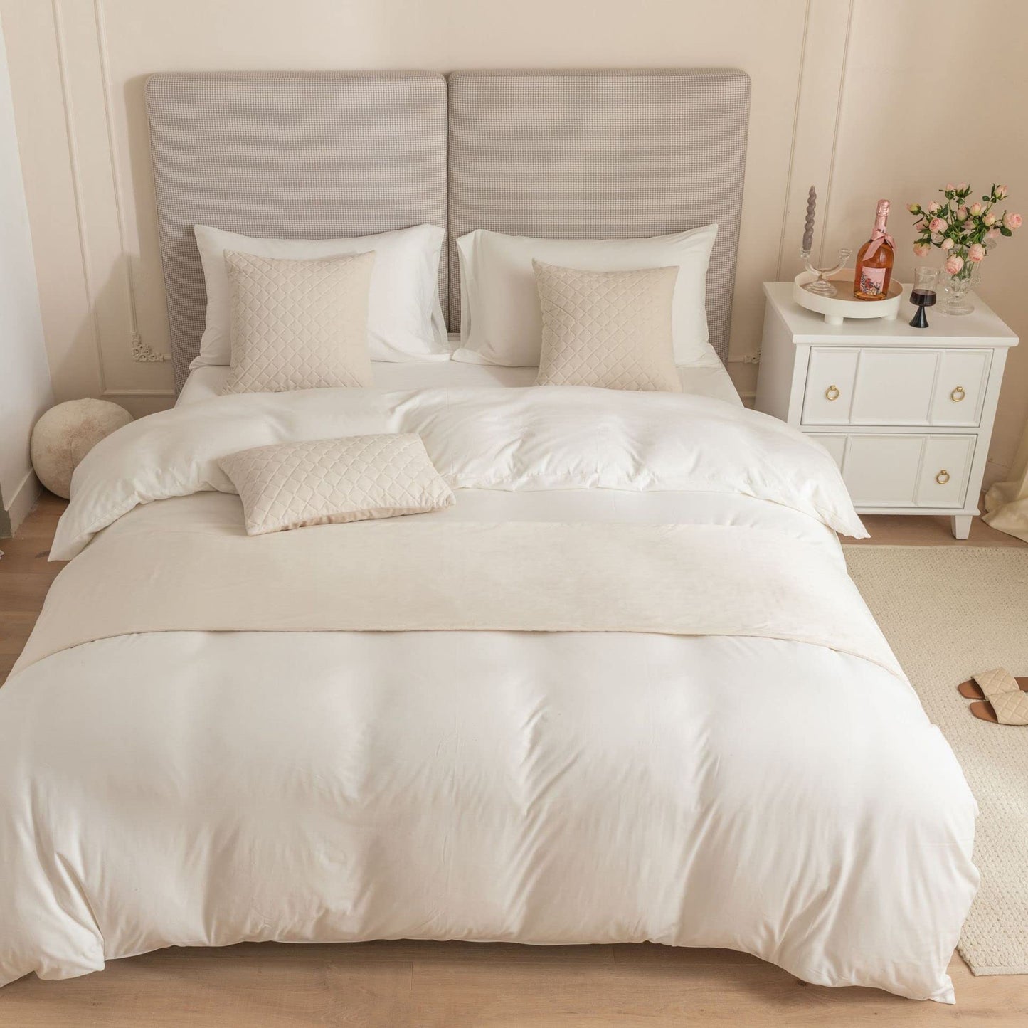 Guest Ruyunlai Bed Runner King Size,Beige Bed Runner for 240X45cm for 1.8m Bed Bed Runner of Luxury Hotel Grade