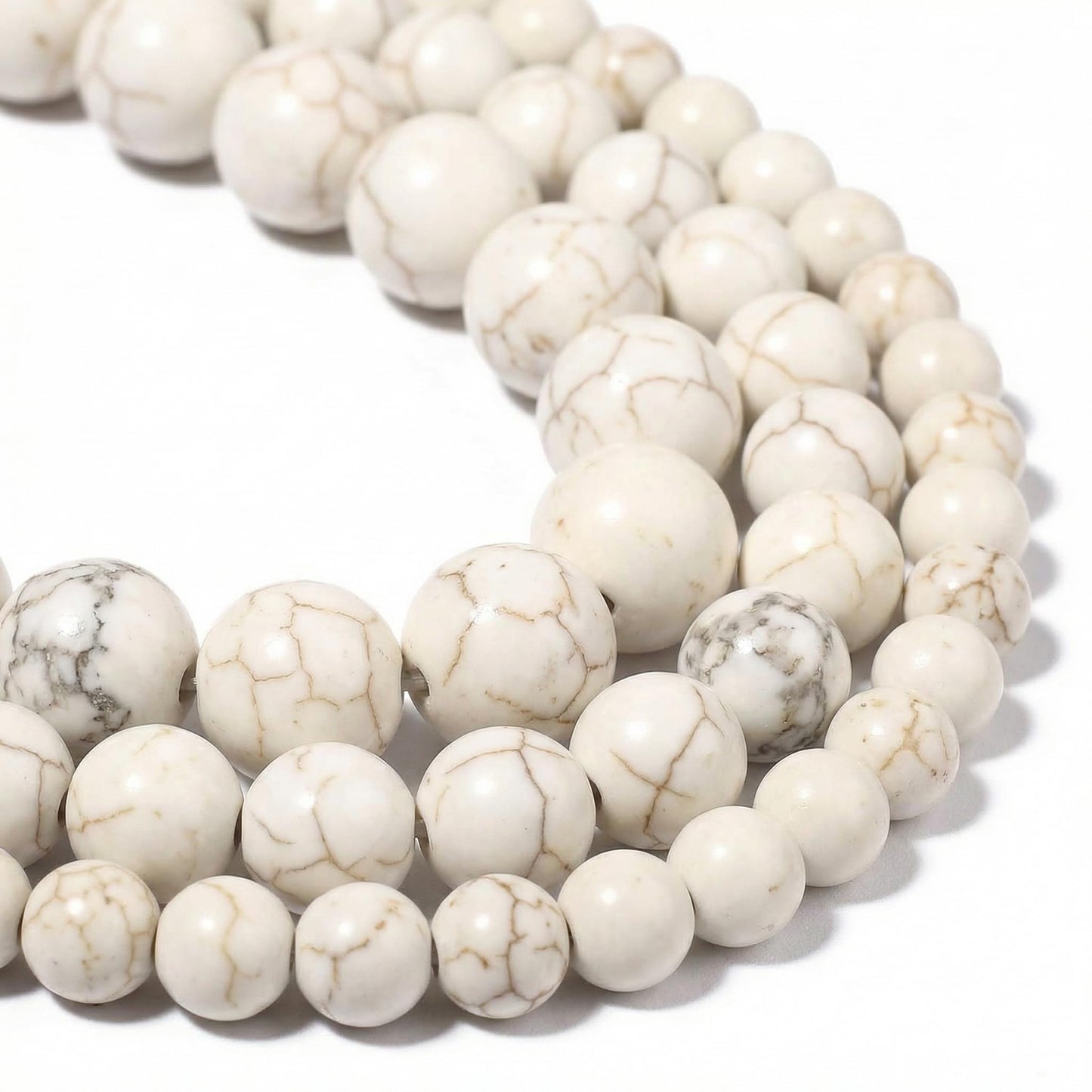 Yochus 60pcs White Turquoises Beads，6mm Healing Power Natural Stone Round Loose Beads for Jewelry Making Earring Necklace DIY Crafts