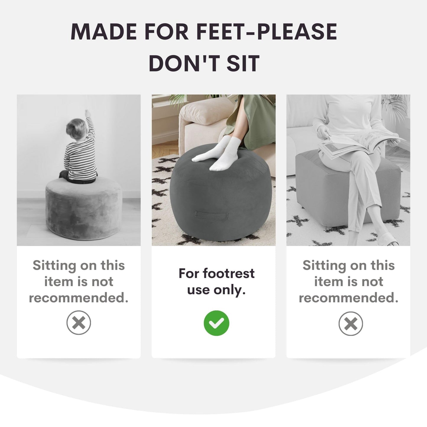 MeMoreCool Round Stuffed Pouf Ottoman Foot Rest, Floor Pouf Foot Stool with Soft Foam Chunk Filling, Small Round Ottoman Footstool Circle Footrest for Living Room, Coffee