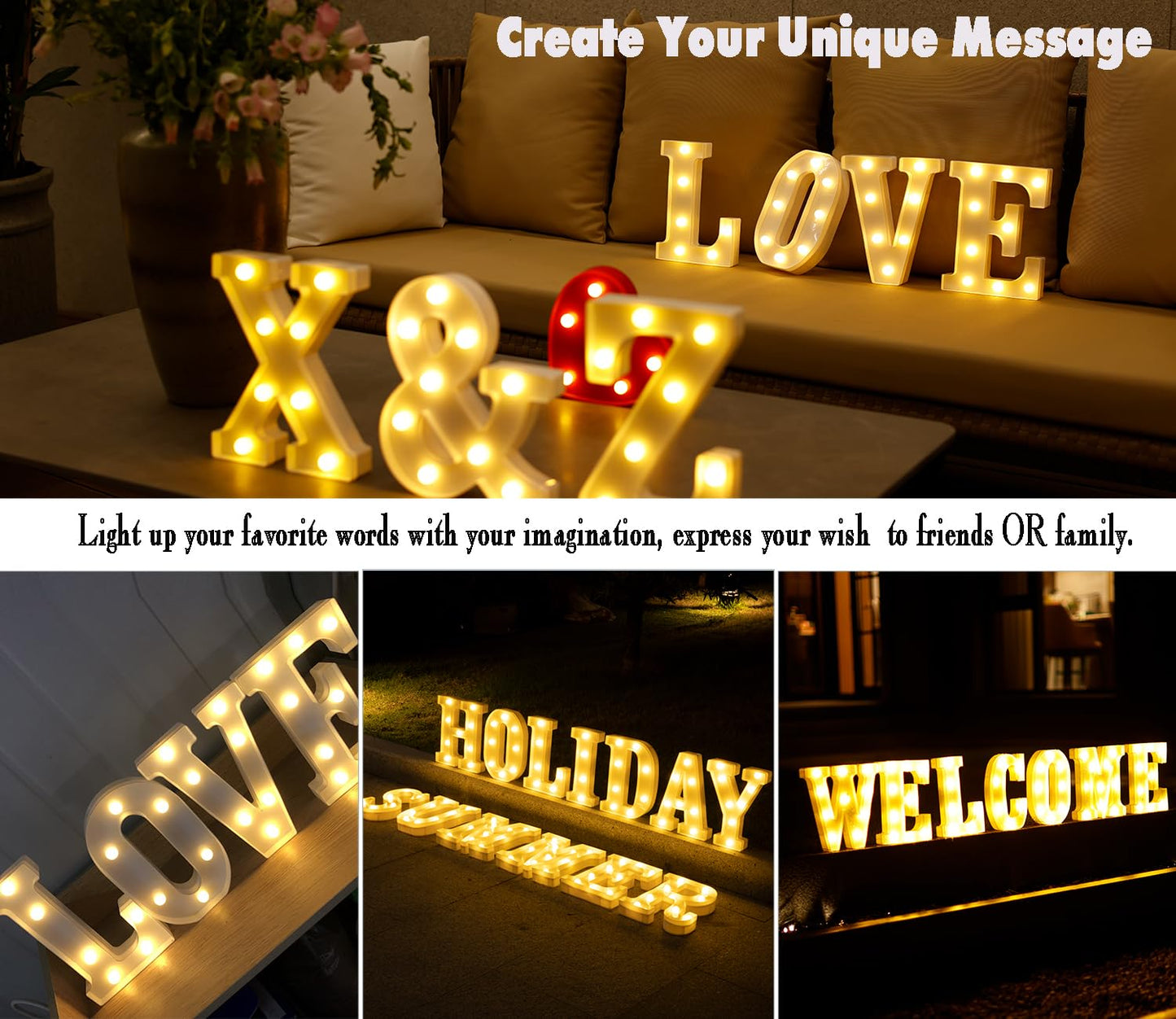 DyingSwan Small Led Marquee Letters, Light Up Letters, 8.58 Inch Led Letter Lights, Battery Powered Lighted Sign for Table, Party, Birthday, Christmas Decor (Letter L)