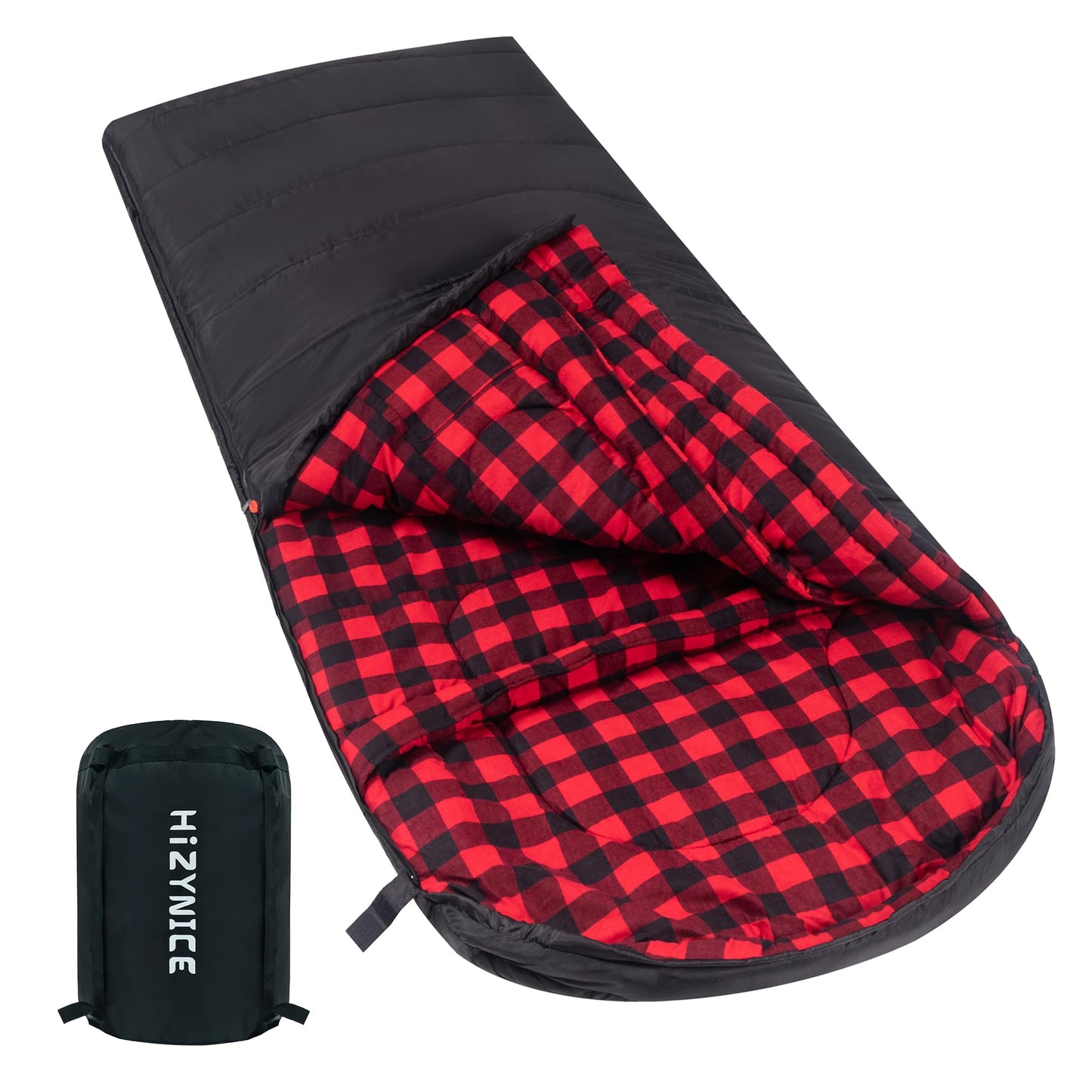 HiZYNICE Sleeping Bags for Adults Cold Weather Zero Degree Extra Large Sleeping Bag Adult Big and Tall Winter Camping XXL,Black Right Zip,90" x 39"