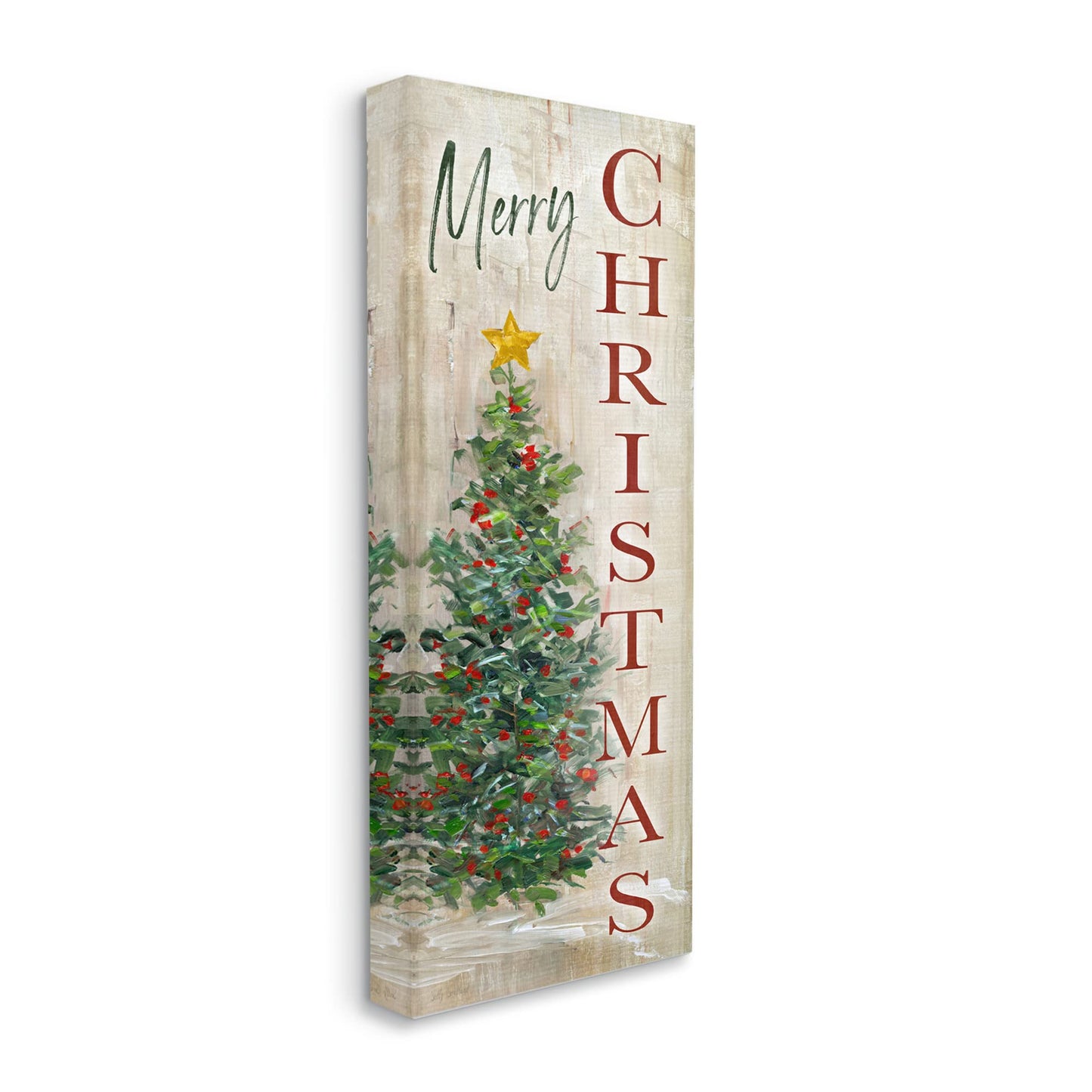 Stupell Industries Merry Christmas Greeting Festive Rustic Holiday Tree