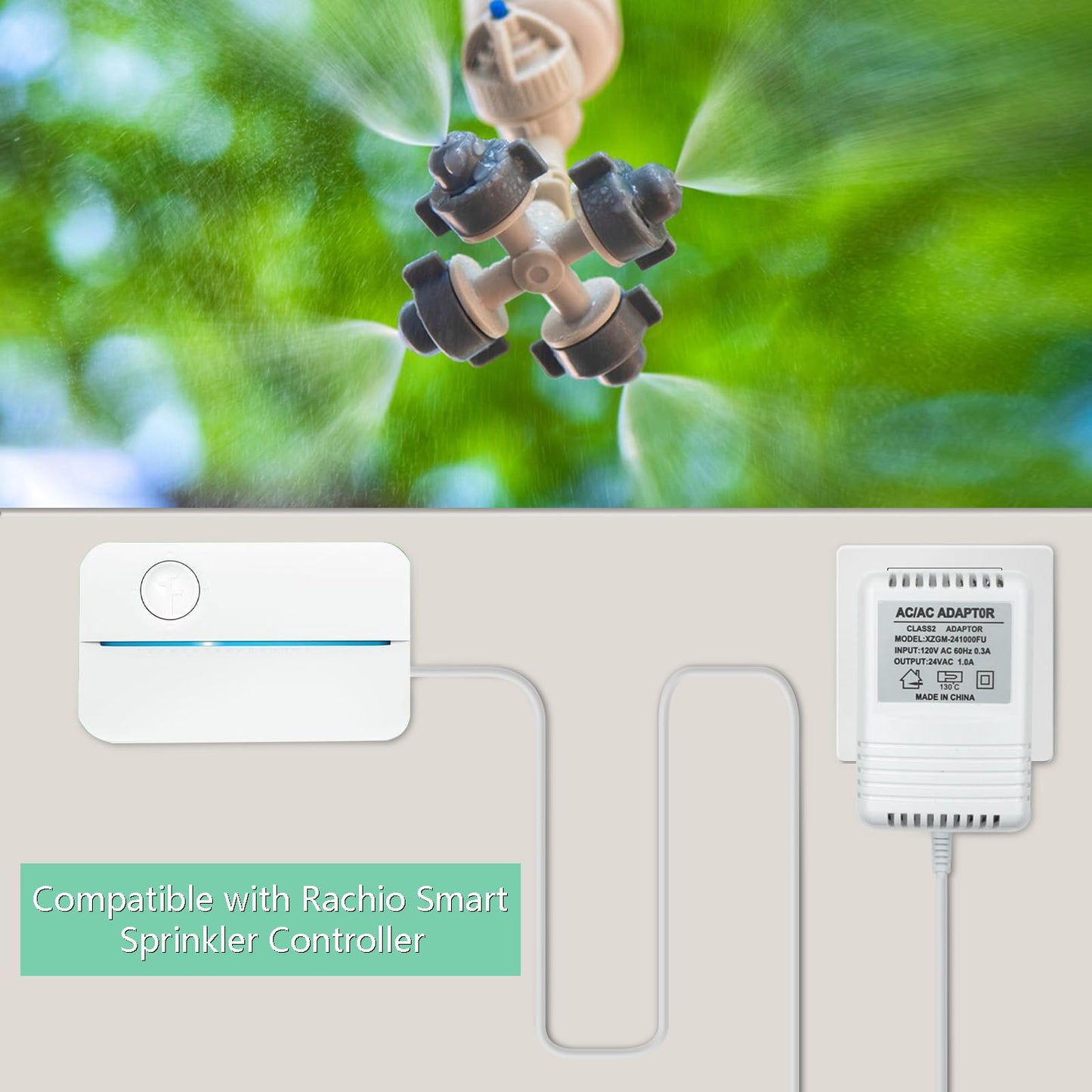 24VAC 1A Adapter Compatible with Rachio Smart Sprinkler Controller, Indoor Irrigation System Controller Accessories Power Supply Cord Charger