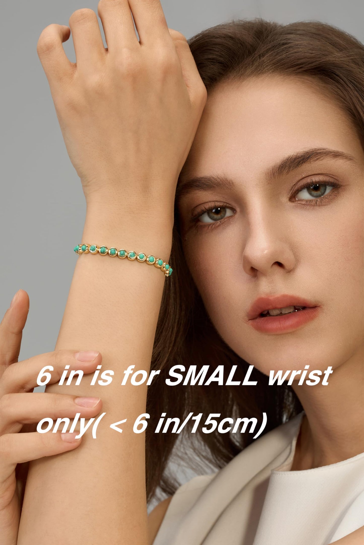 Pearich 14K Gold Filled Turquoise Tennis Bracelets For Women, Turquoise Gemstone Tennis Bracelet, 3mm Classic Bezel Bracelets for Women,Jewelry for Women Christmas Valentines,Mothers Day 6 Inch