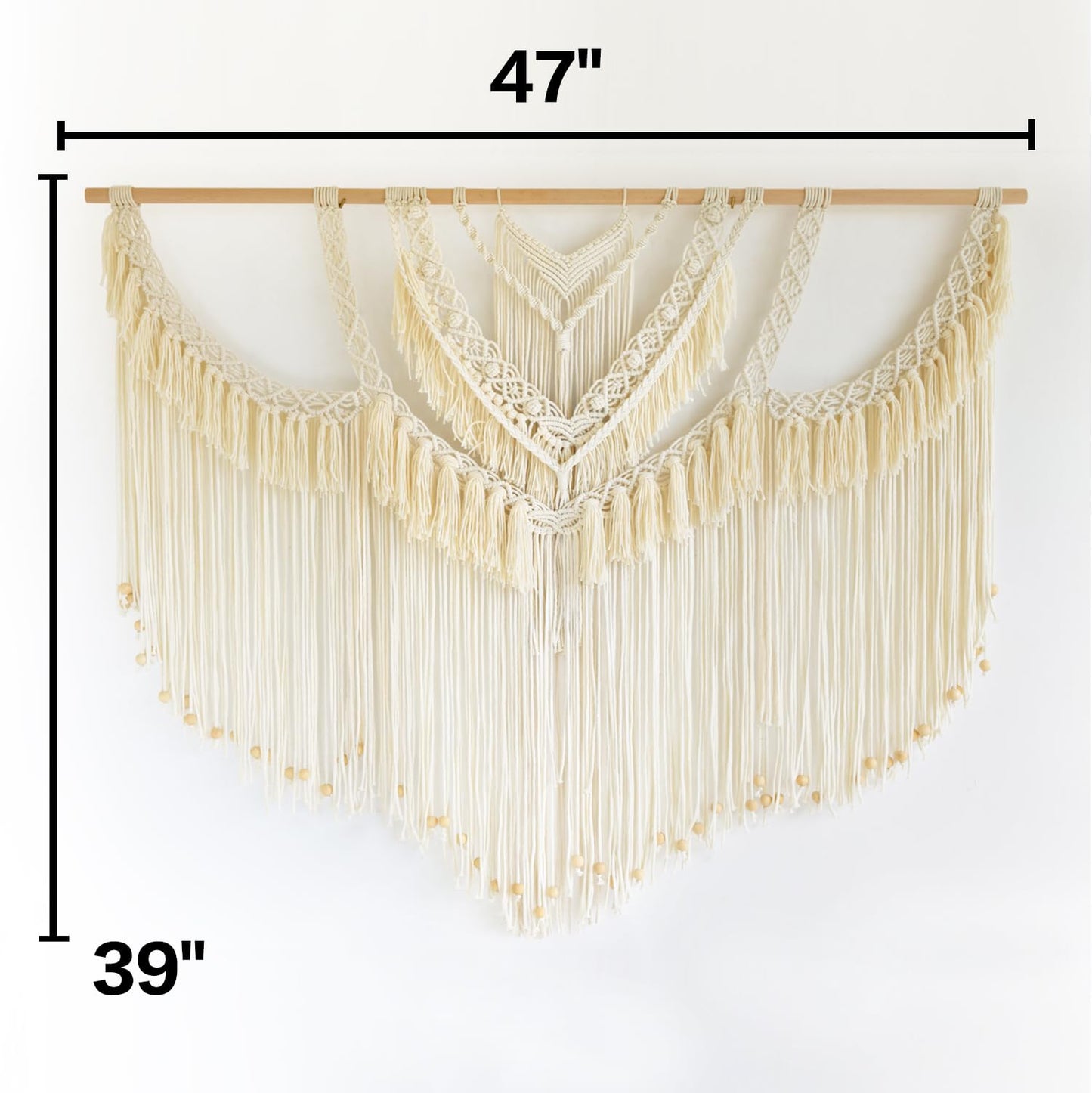 IOWER Macrame Wall Hanging Large Boho Wall Decor Craftsmanship Handmade Woven Cord Wall Art for Living Room Bedroom Apartment Wedding or Party Backdrop 47" W x 39" L