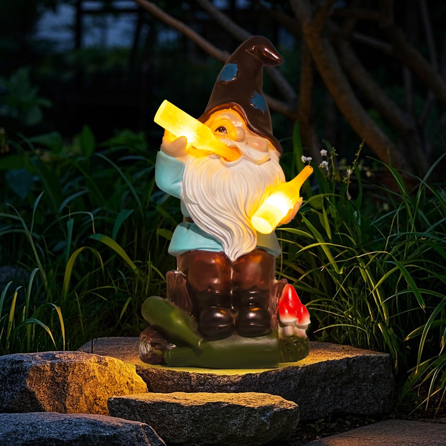 DKJOCKY Gnome Garden Decor Statue with Solar Light Lantern,Birthday Gifts for Women Mom Grandma,Funny Waterproof Resin Figurine Outdoor Decorations for Yard Patio Lawn Balcony Porch
