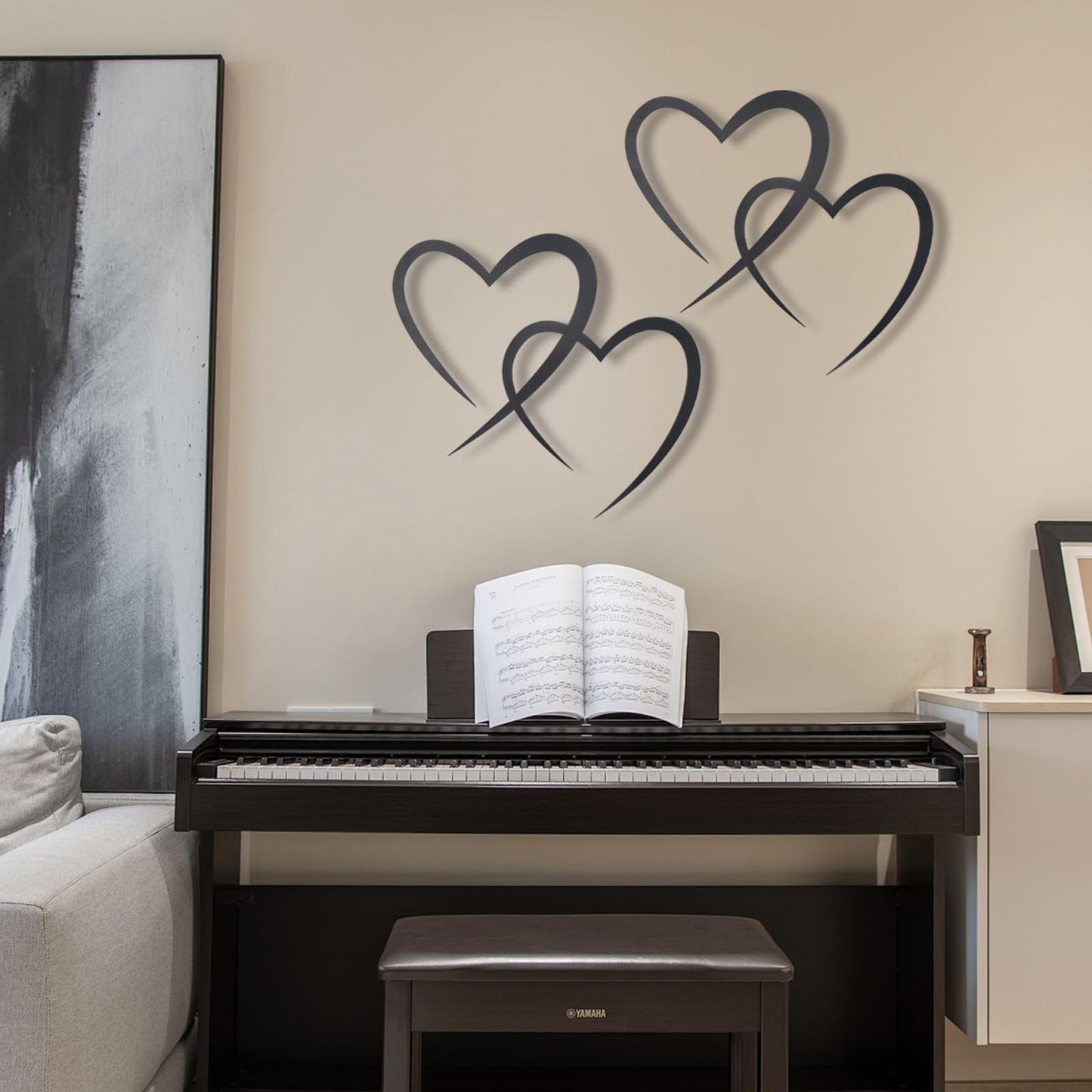OYEFLY Infinity Heart Metal Wall Decor,Infinity Heart Wall Decor for Room Living,Wedding Decor (Black, style3 11.4 x 10.7in)