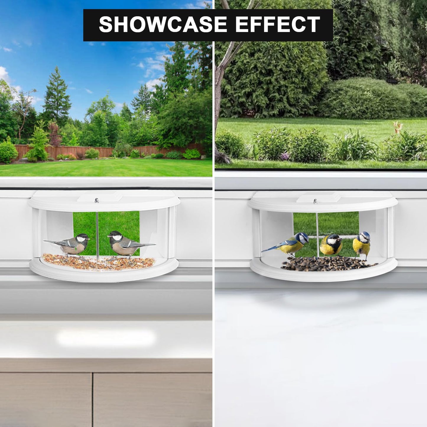 BAIAPEY in Window Bird Feeders for Viewing - 180° Clear View Bird Feeder, Durable, Elegant, Fits Windows 27-35" Wide, for Bird Watching-Bring Joy to Your Home
