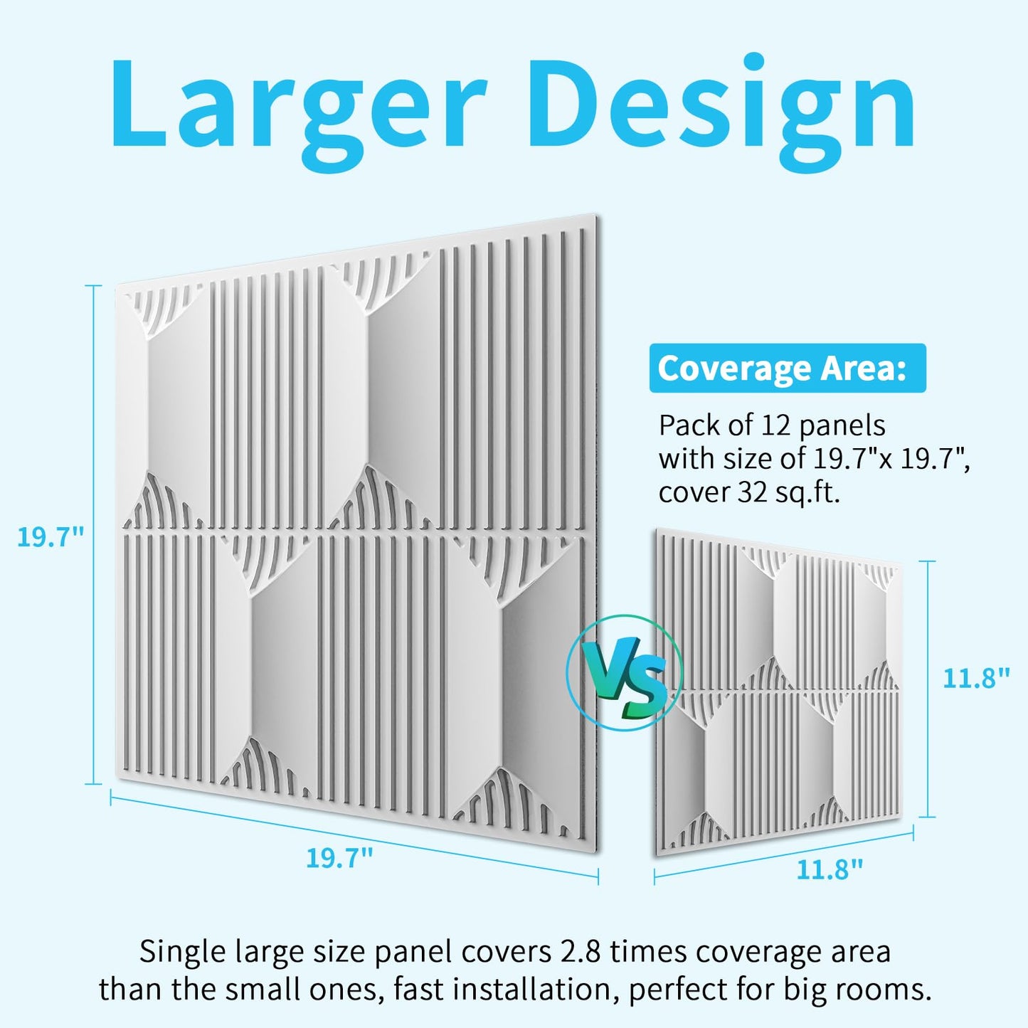Art3dwallpanels PVC 3D Wall Panel for Interior Wall Décor, 19.7" x 19.7" Wall Decor PVC 3D Wall Panels, 3D Textured Wall Panels, Pack of 12 Tiles, White