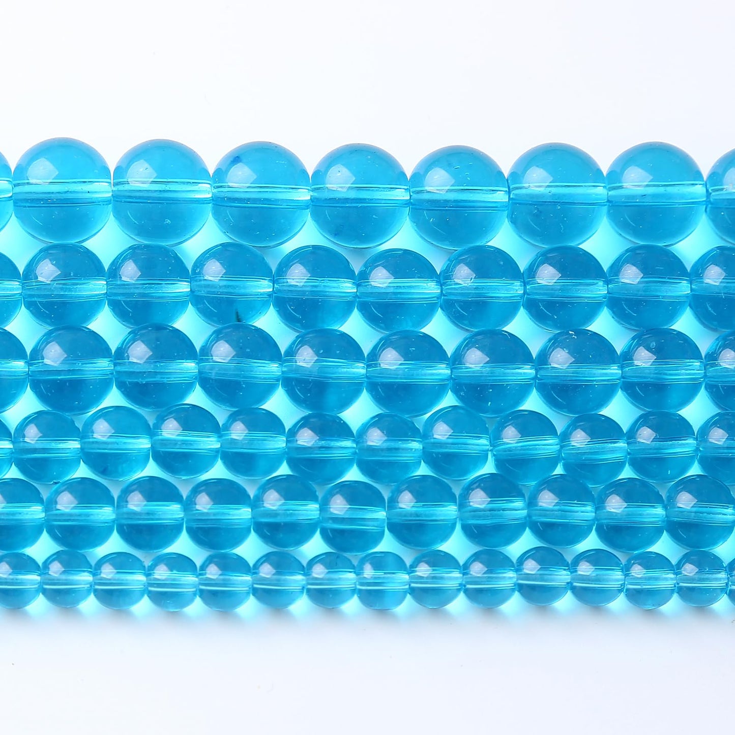 45pcs 8mm Topaz Blue Crystal Glass Beads Round Loose Spacer Beads for Jewelry Making DIY Bracelet Necklace Healing Power Stone
