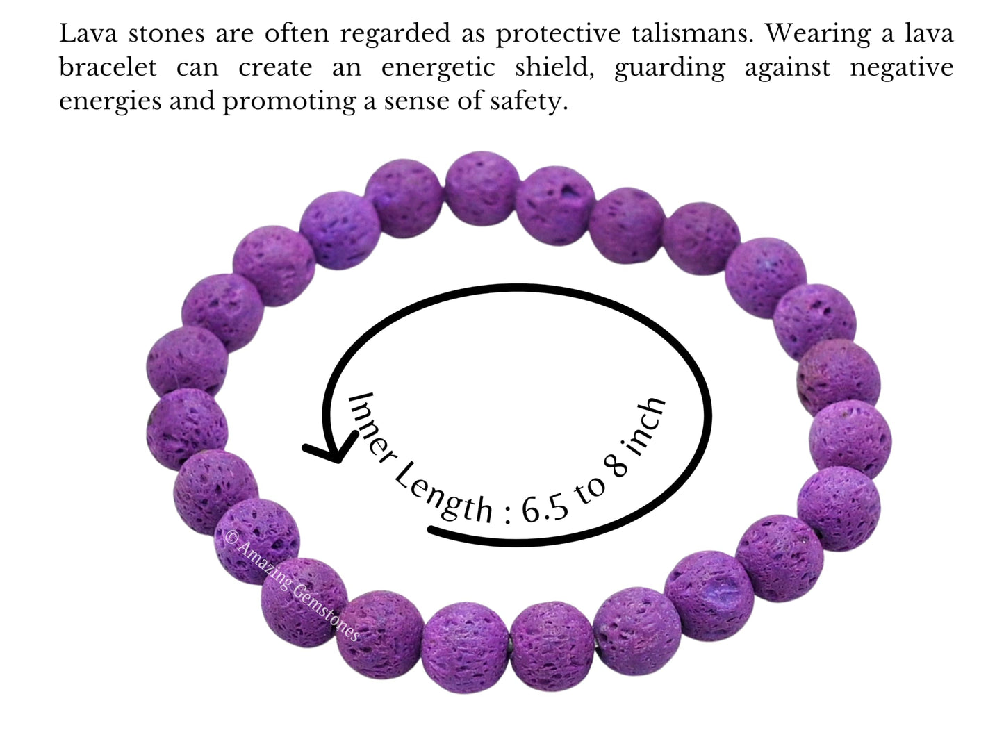 Amazing Gemstone Crystal Bracelet for Women Men's Gifts - Protection Healing Crystal Bracelet - 8mm Gemstone Beaded Stretchable Bracelet Pulseras Para Hombres Mujer Stocking Stuffers Mothers Day Gift (Purple Lava)